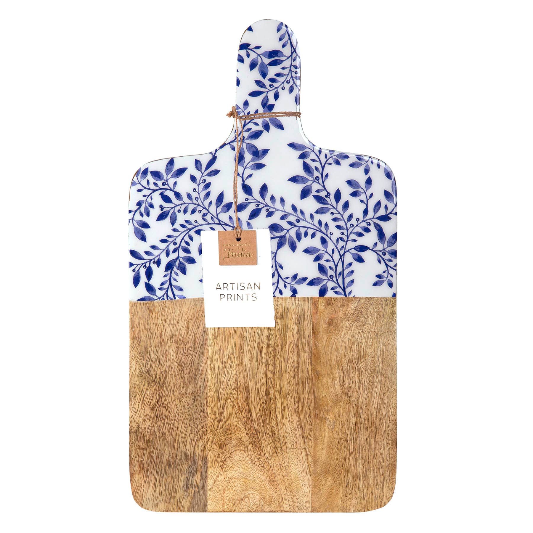 Blue Vine Print Square Bottom Cutting Board, 18"