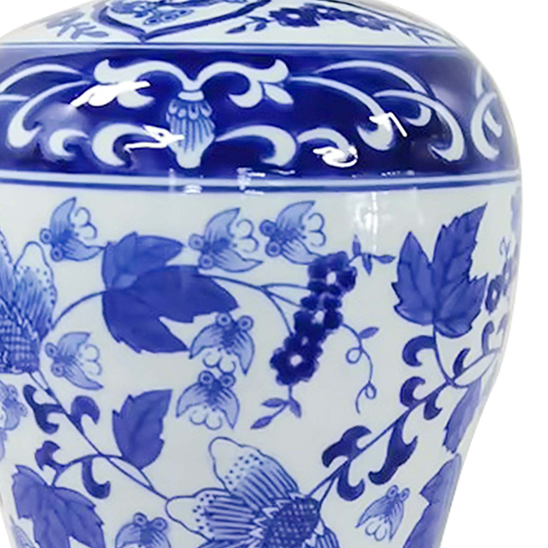 Blue Ceramic Jar, 16.25"