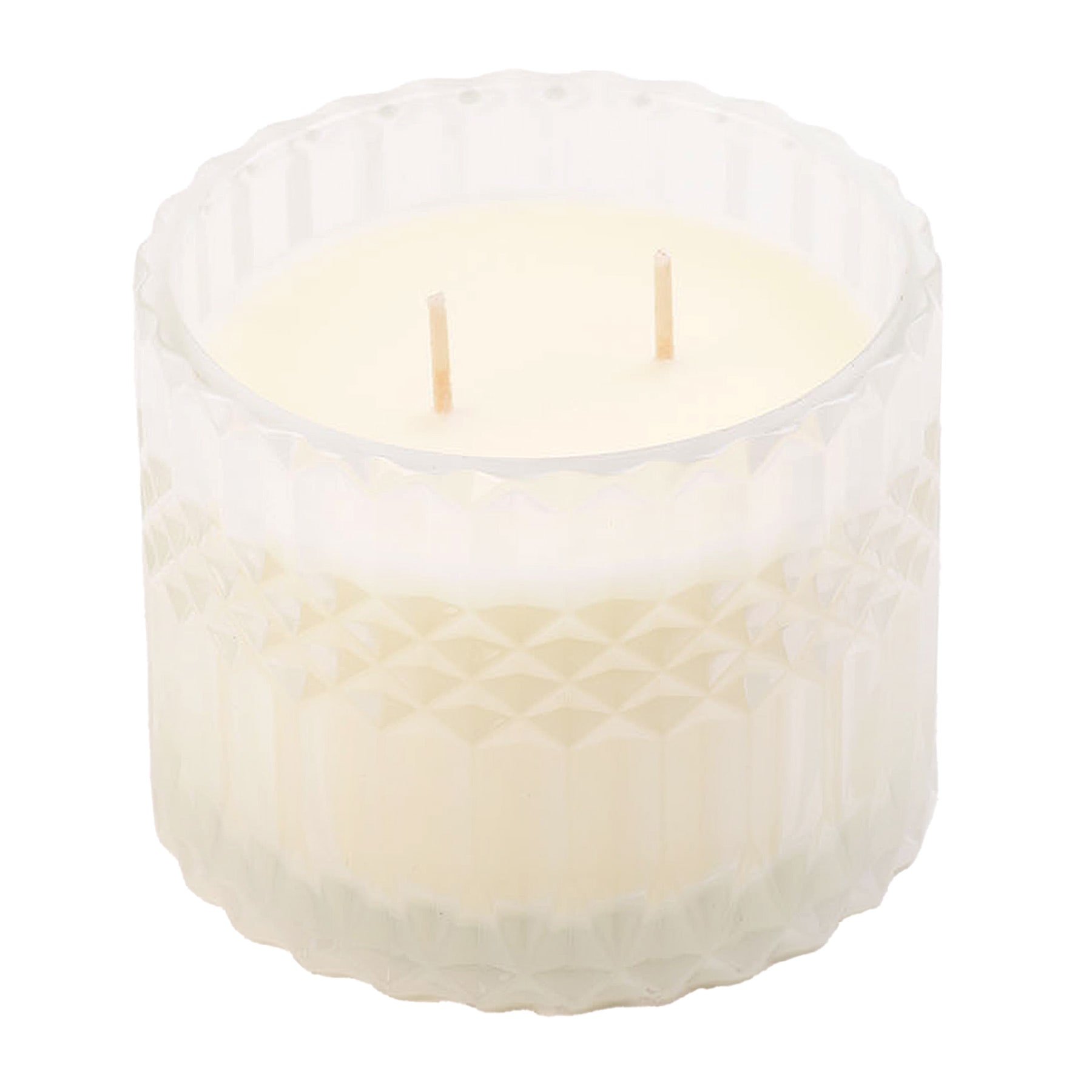 White Sprayed Glass Citronella Candle, 12oz