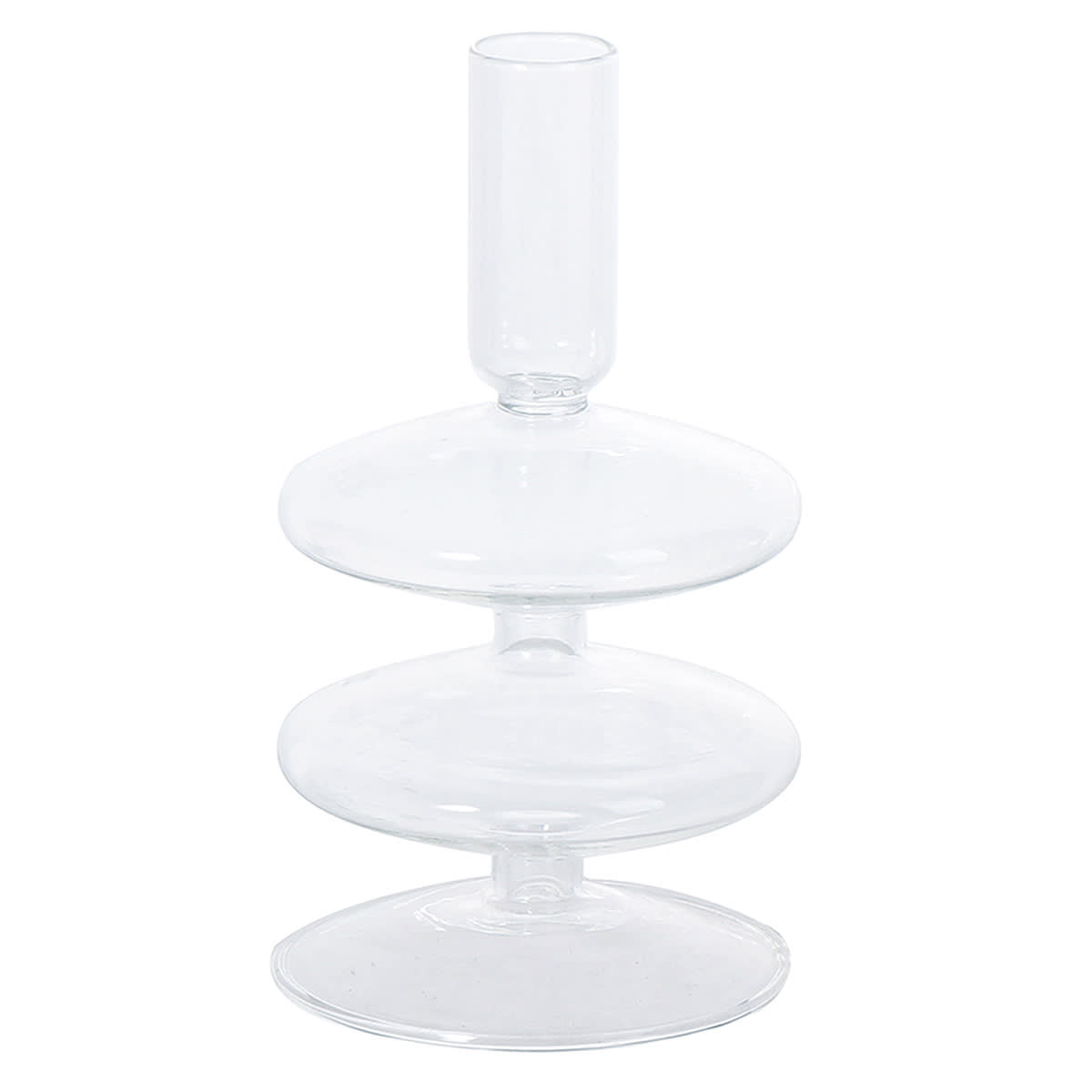 Crosby St. Clear Glass 2-Bubble Taper Candle Holder, 5"