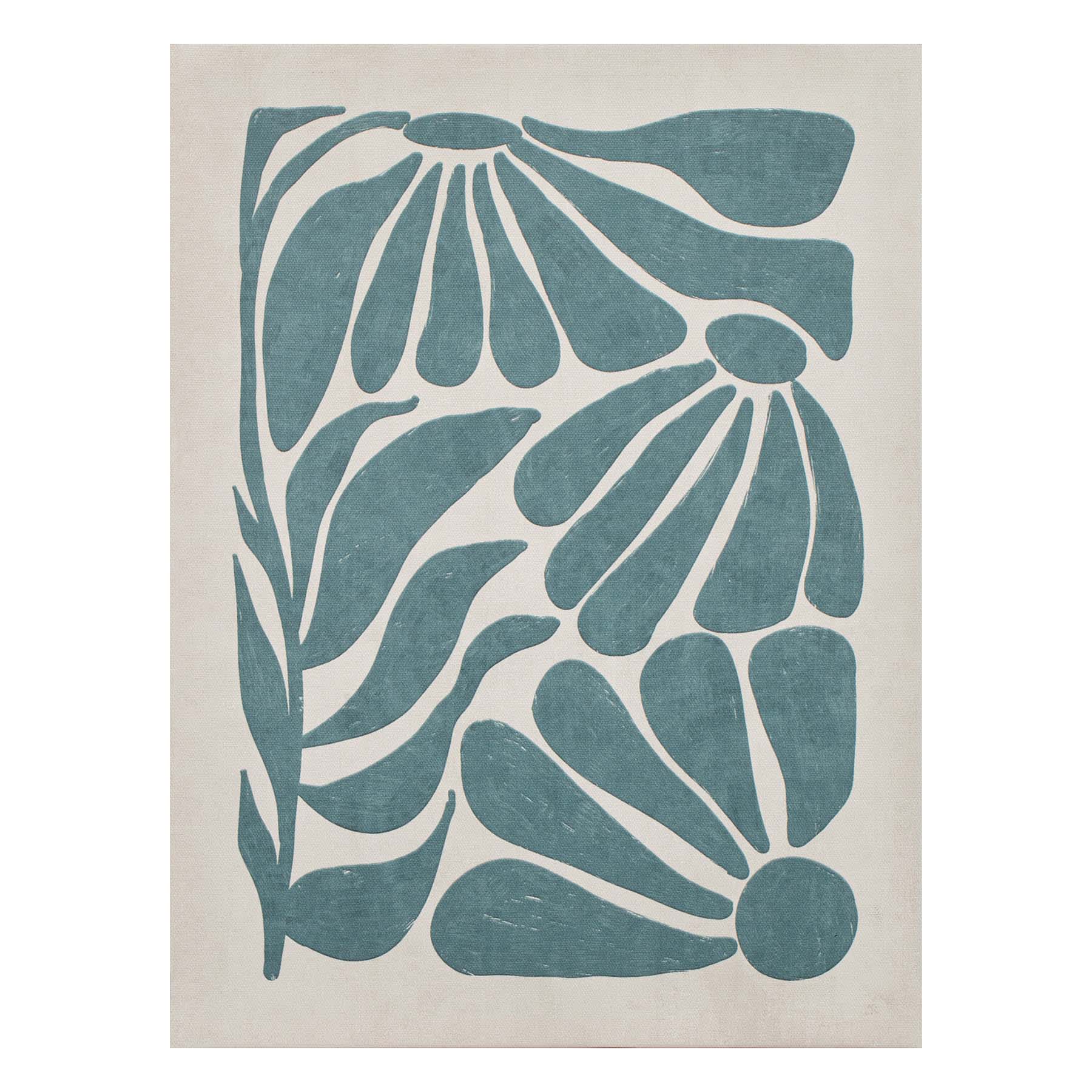 Aqua Boho Floral Canvas Wall Art, 12x16