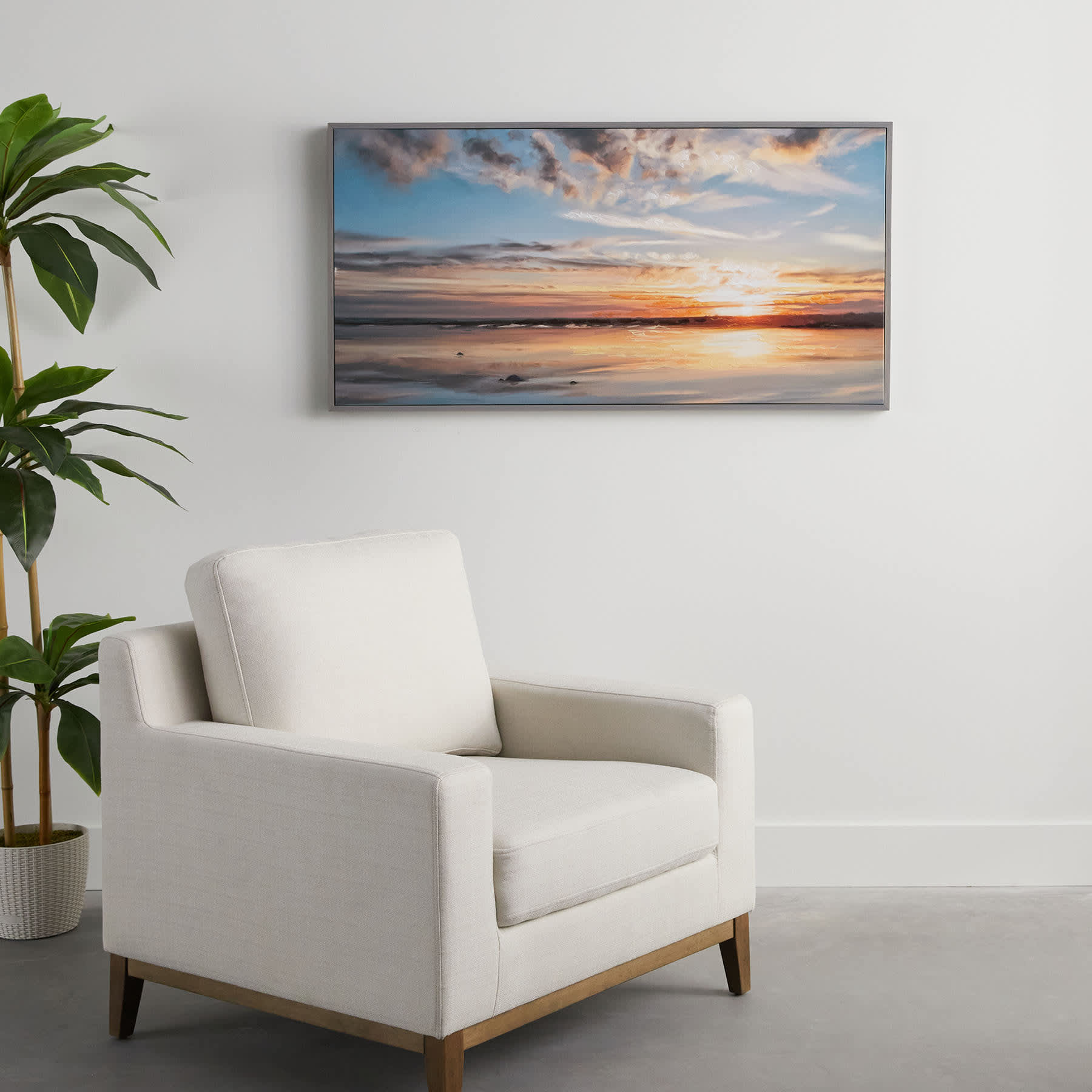Morning Light Panel Framed Embellished Canvas Wall Art, 24x48