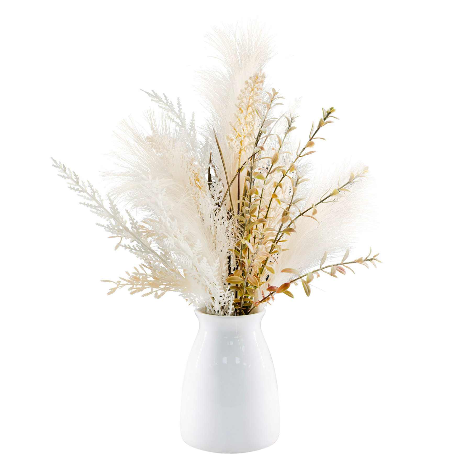 Pampas & Wheat Arrangement in Ceramic Pot, 18"