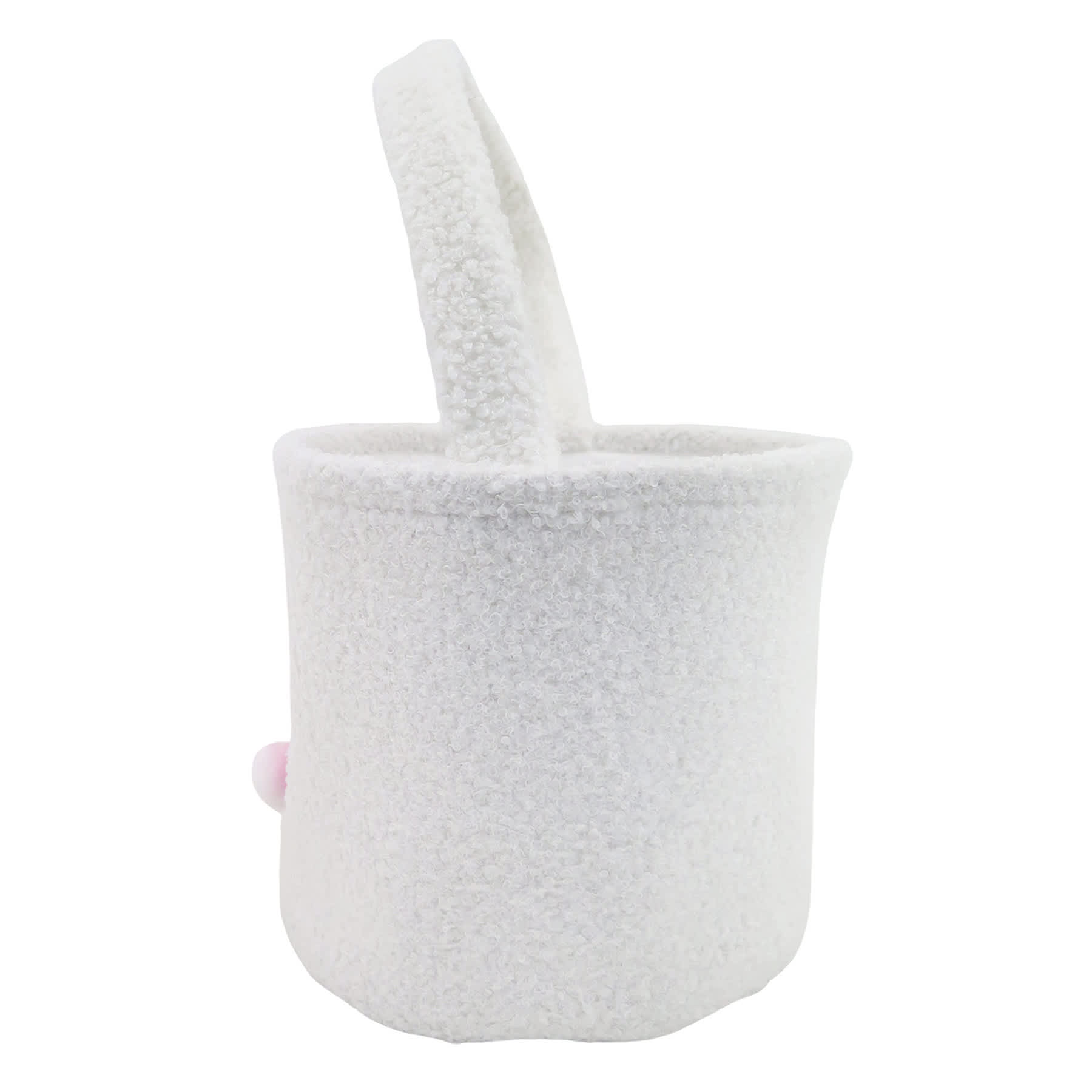 White Fabric Basket with Pink Bunny