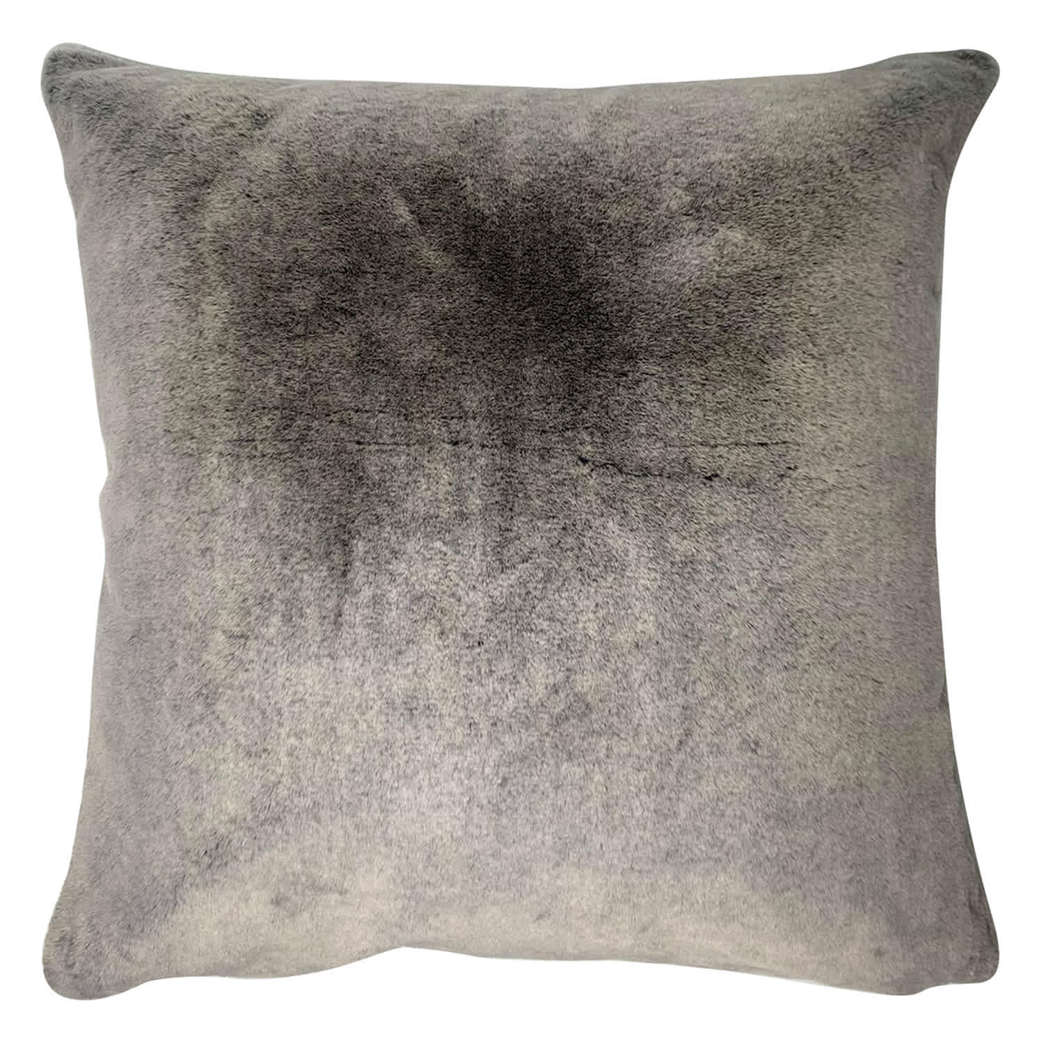 Grey Luxury Chinchilla Faux Fur Throw Pillow, 18"