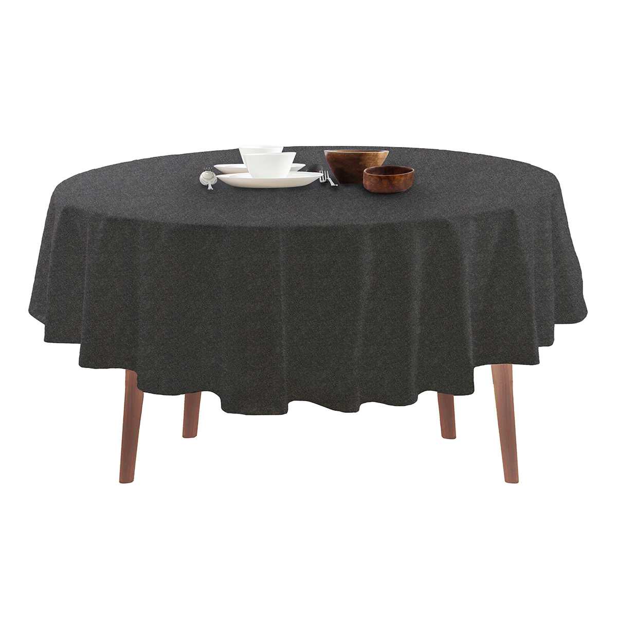 Round Black & Grey Mix Feast Tablecloth, 70"