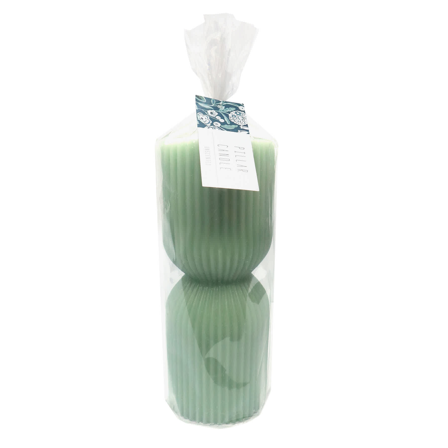 Tracey Boyd Green Unscented Ribbed Hourglass Candle, 3x8