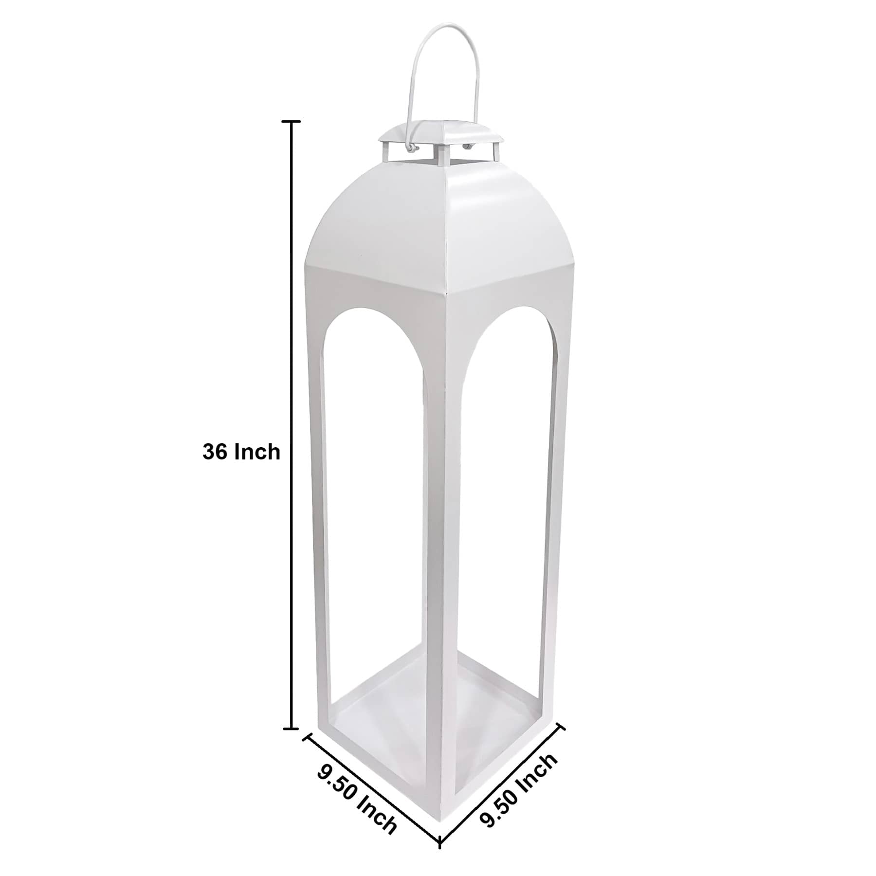 White Metal Lantern, 36"