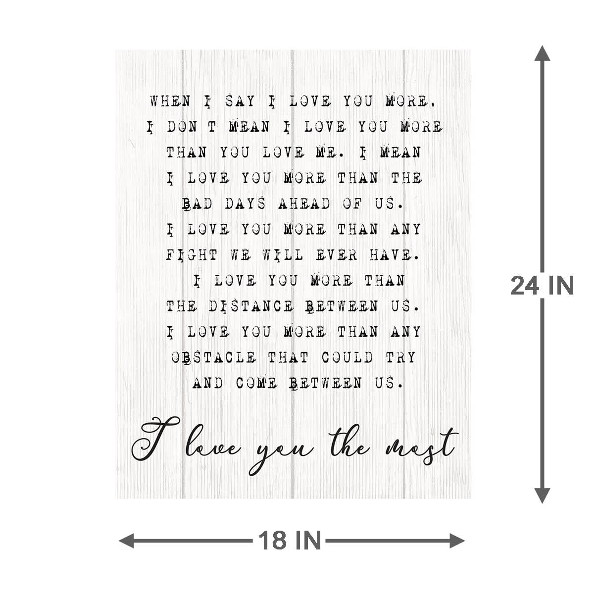 I Love You the Most Sentiment Canvas Wall Sign, 18x24