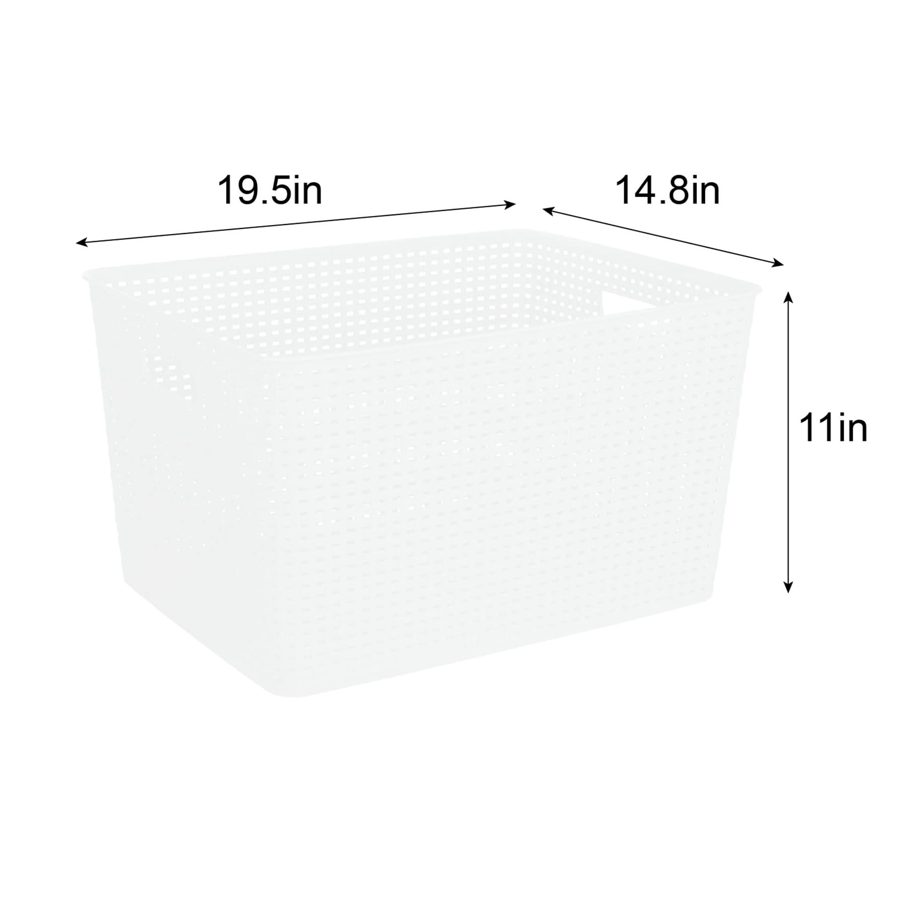 Bright White Rectangle Crossover Weave Storage Basket, XX-Large