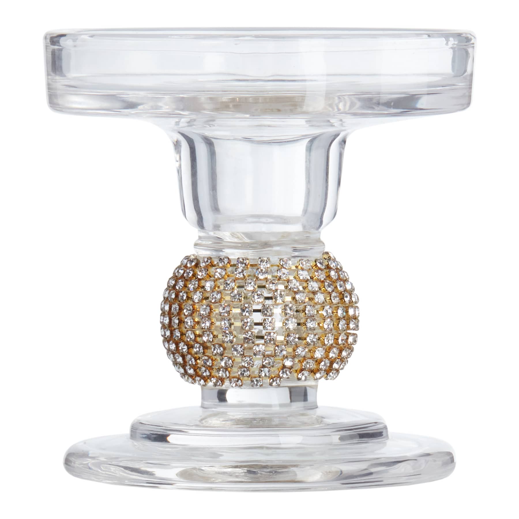 Clear Glass Gem Pillar Candle Holder, 2"