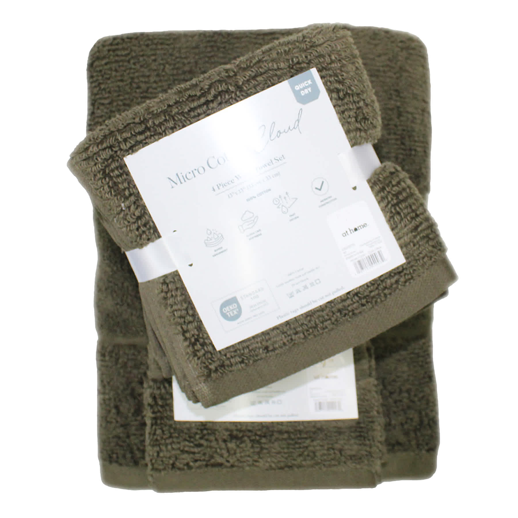 2-Pack Dark Olive Cloud Hand Towel Set
