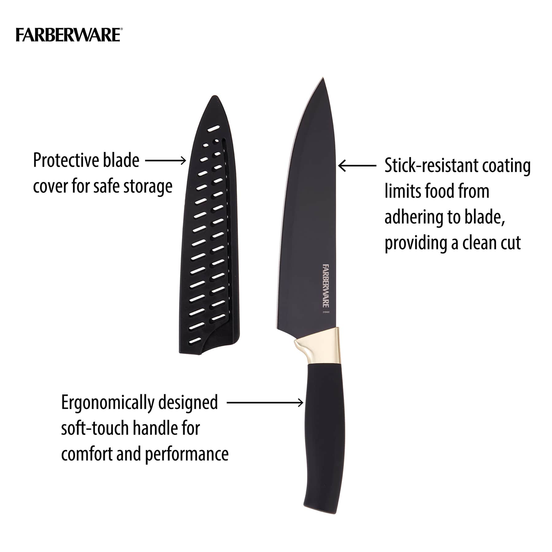 Farberware 12-Piece Black with Brass Kitchen Knife Set