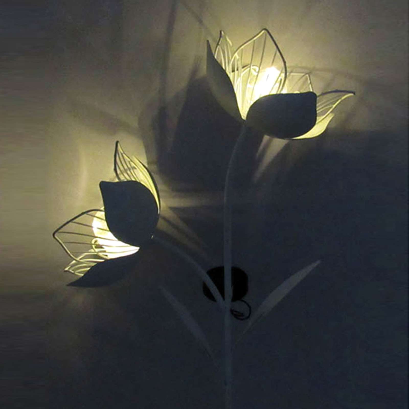 Honeybloom White Metal Solar Flower Yard Stake, 36"