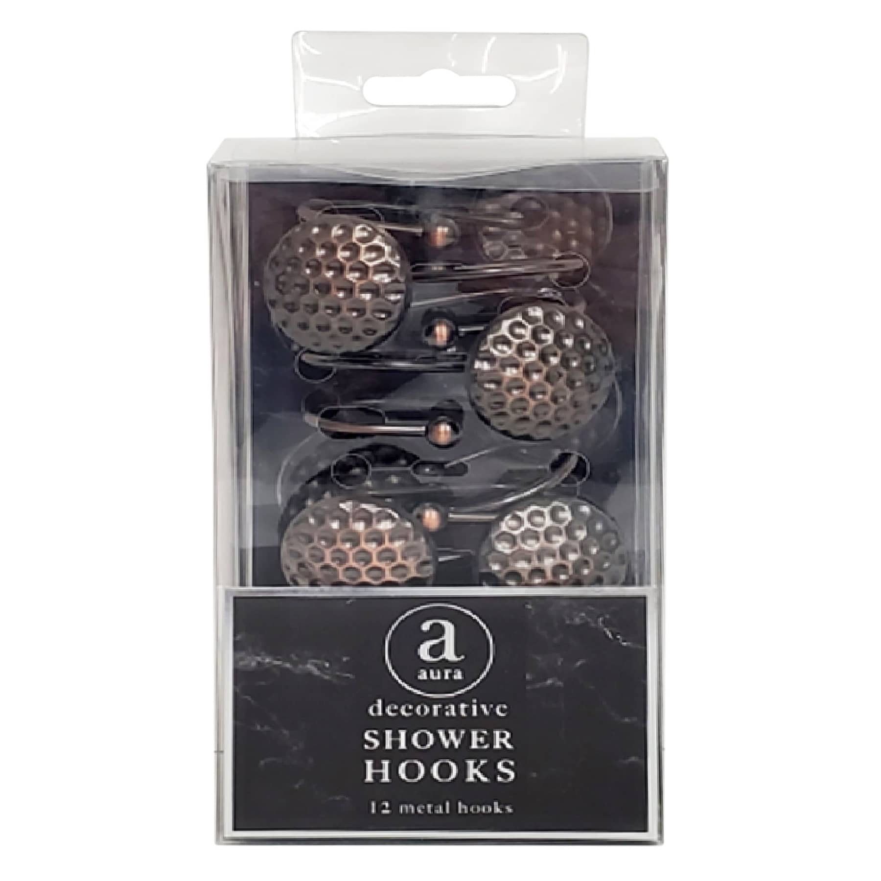 12-Piece Bronze Honeycomb Shower Curtain Hooks