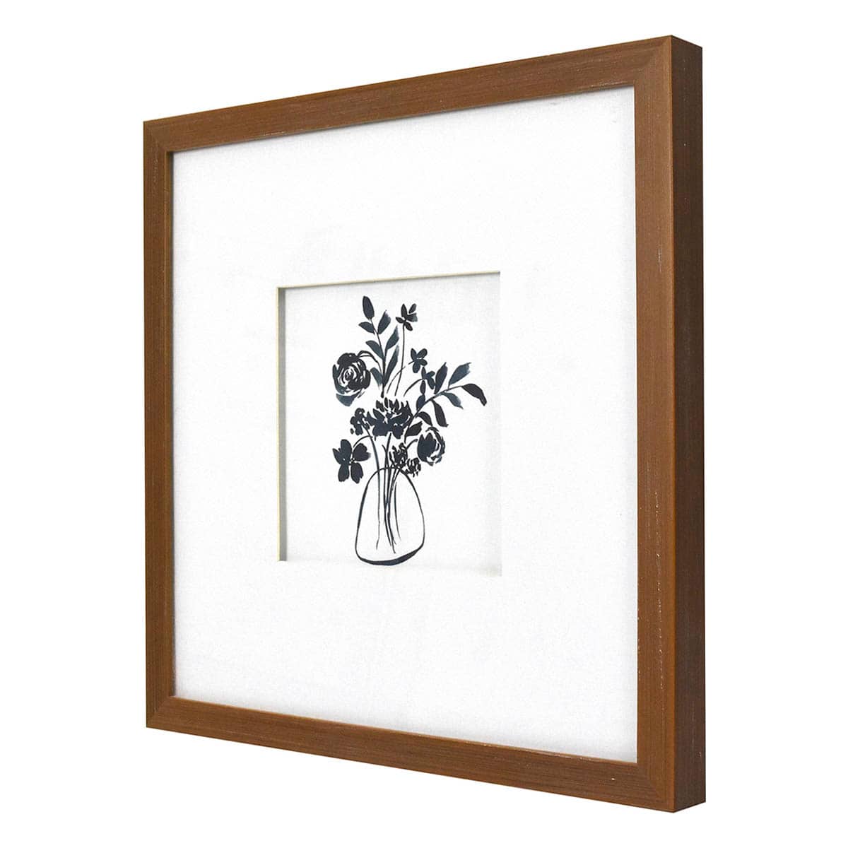 Honeybloom Glass Framed Floral Print Wall Art, 13"