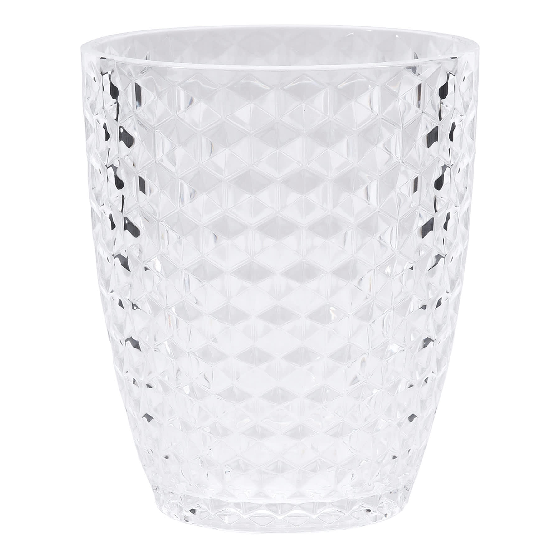 Clear Diamond Textured Acrylic Double Old Fashioned Glass, 14oz