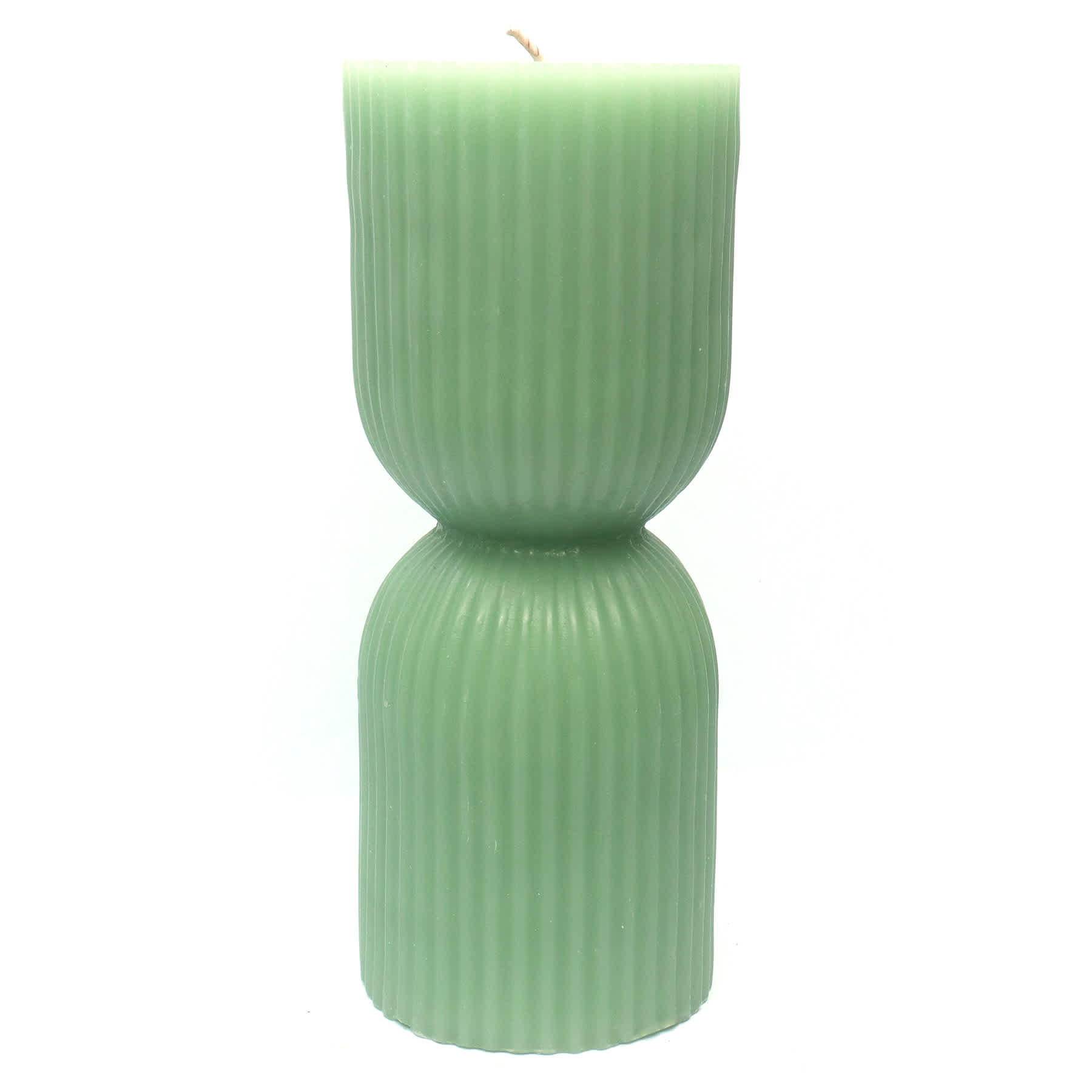 Tracey Boyd Green Unscented Ribbed Hourglass Candle, 3x8
