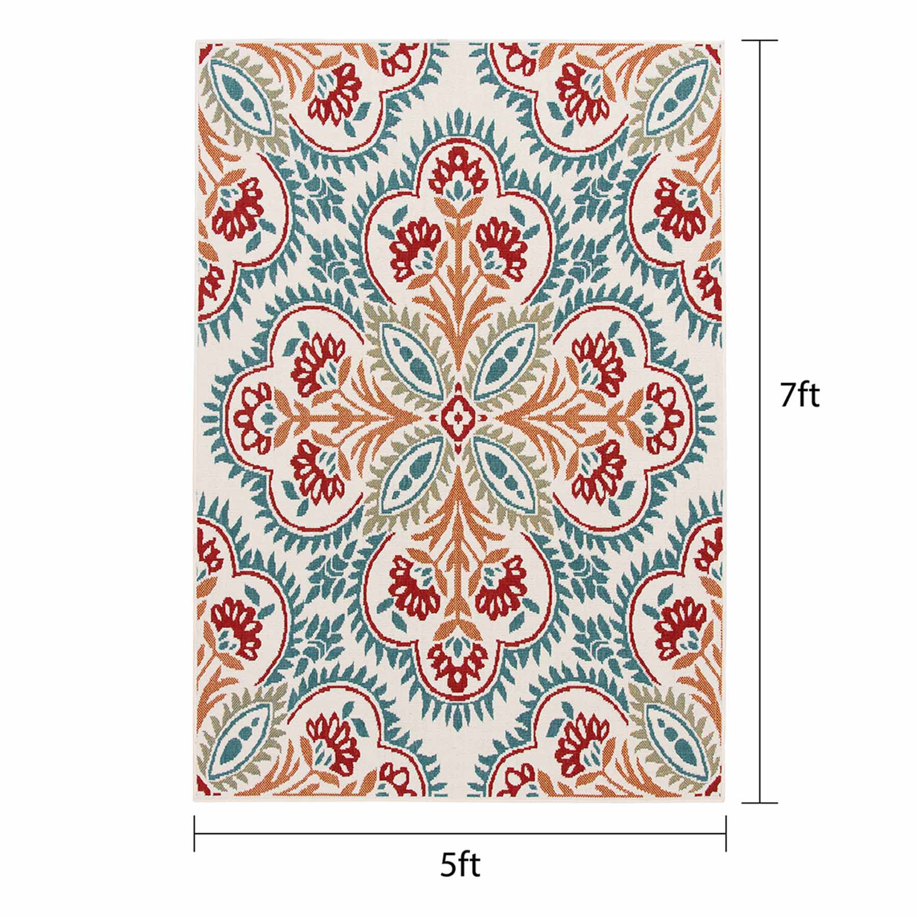 Solstice Annalise Blue & Red Outdoor Area Rug, 5x7