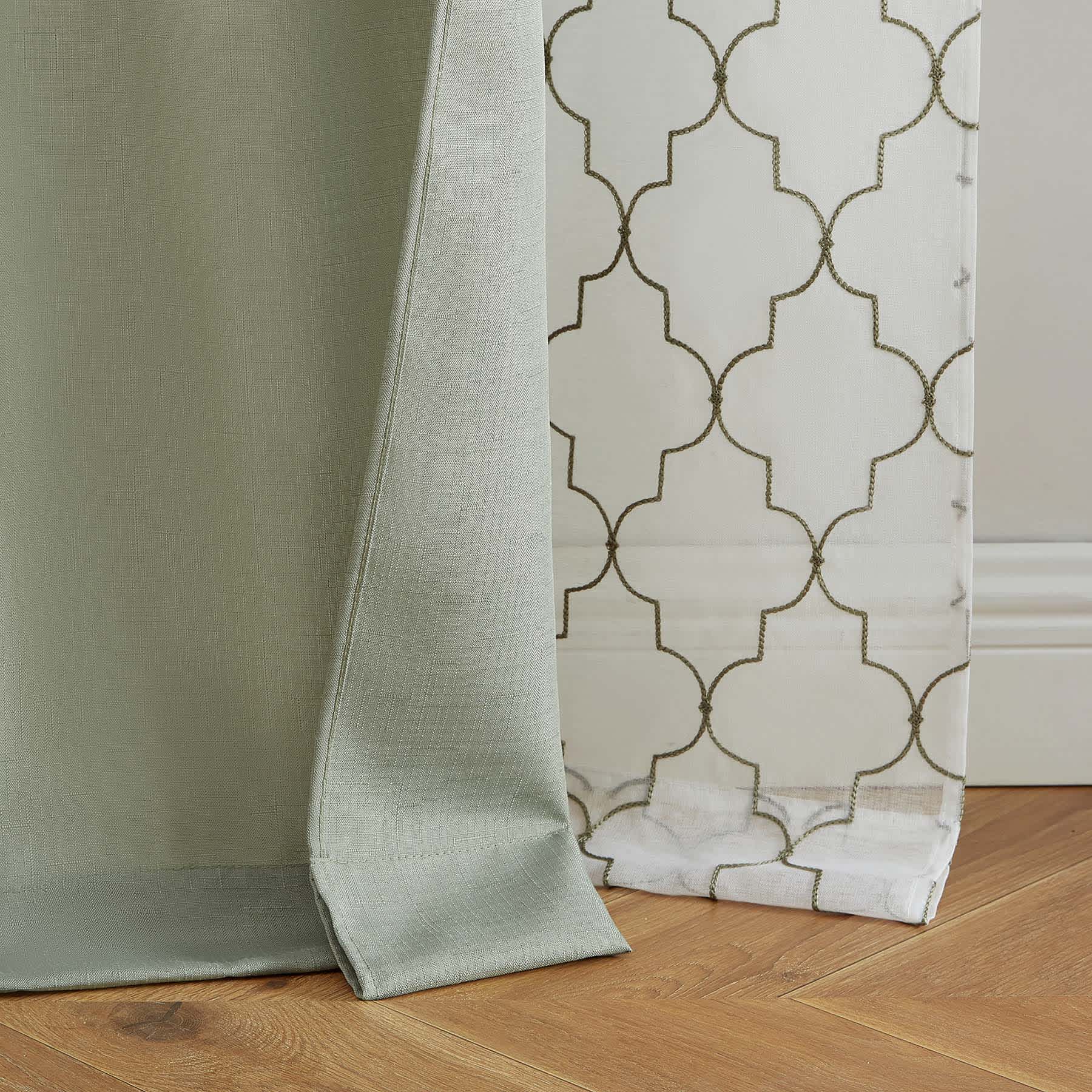 4-Pack Ryder & Northport Sage Embroidered Light Filtering Curtain Panels, 84"