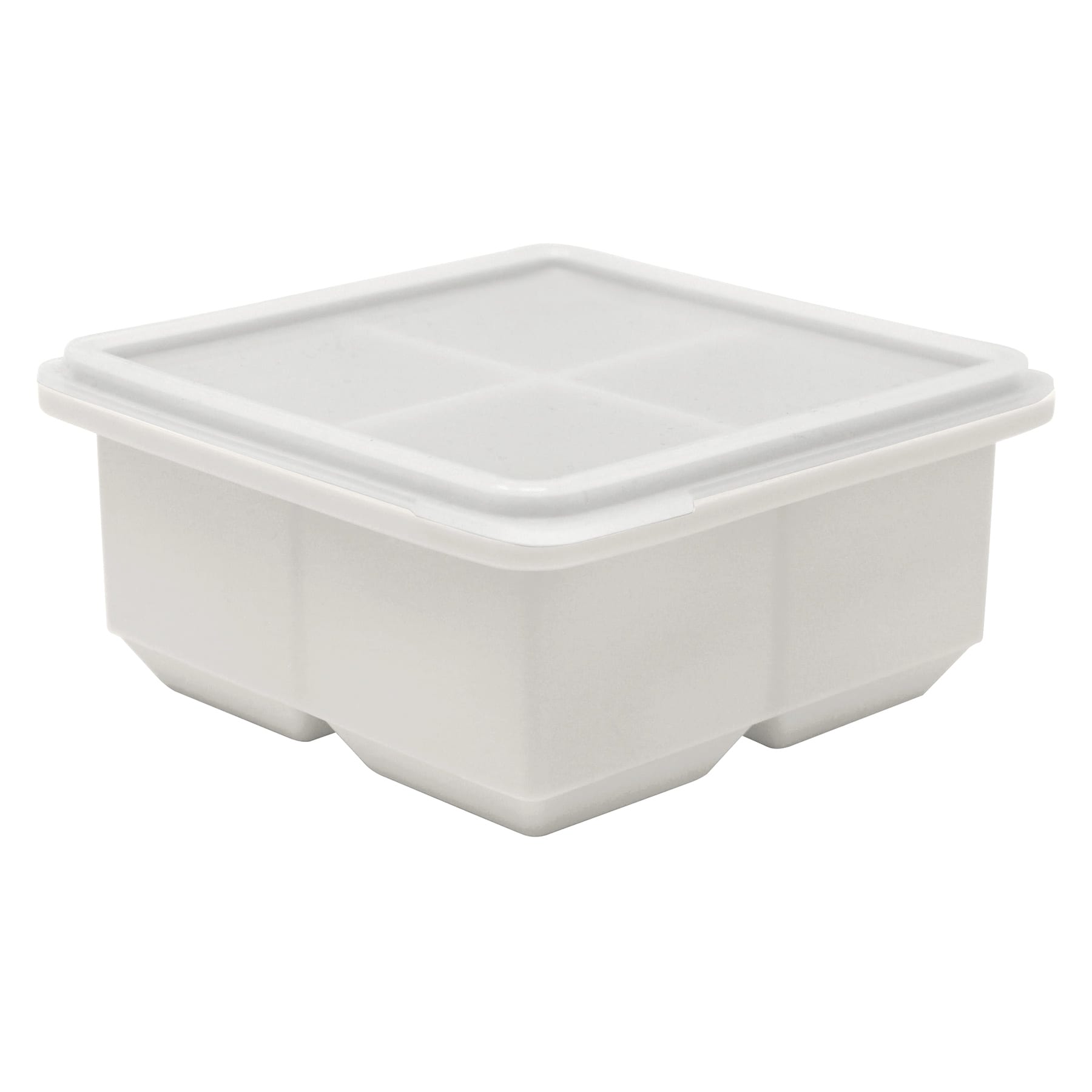 4-Section Silicone Square Ice Cube Tray, Grey
