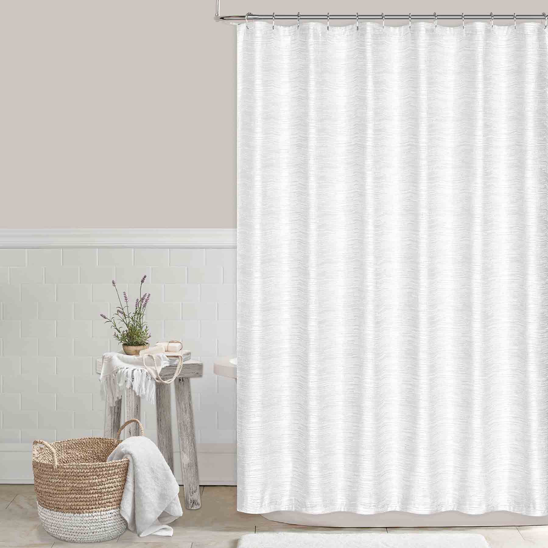 White Parker Shower Curtain, 72"