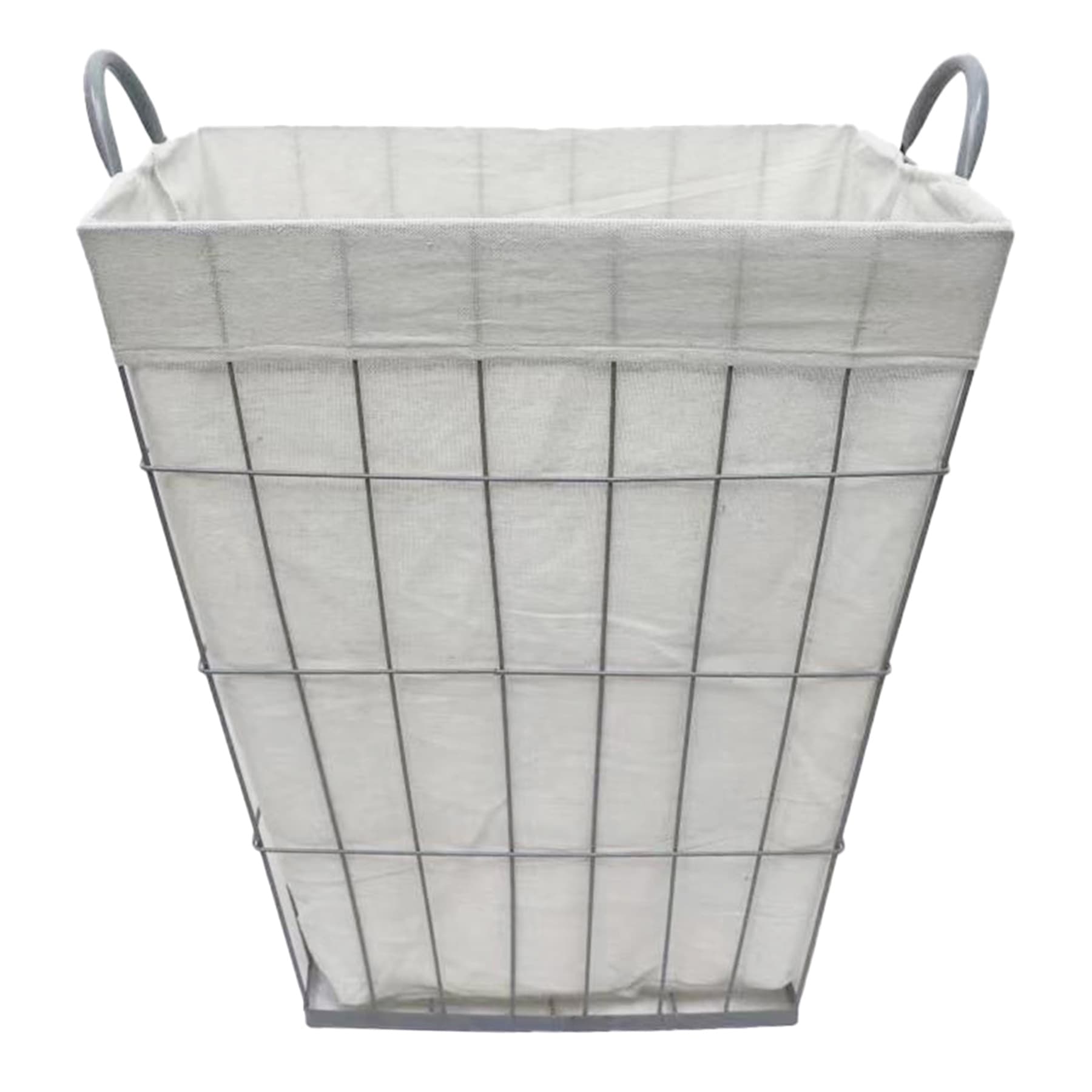 Metal Wire Grid Laundry Hamper, Cool Grey