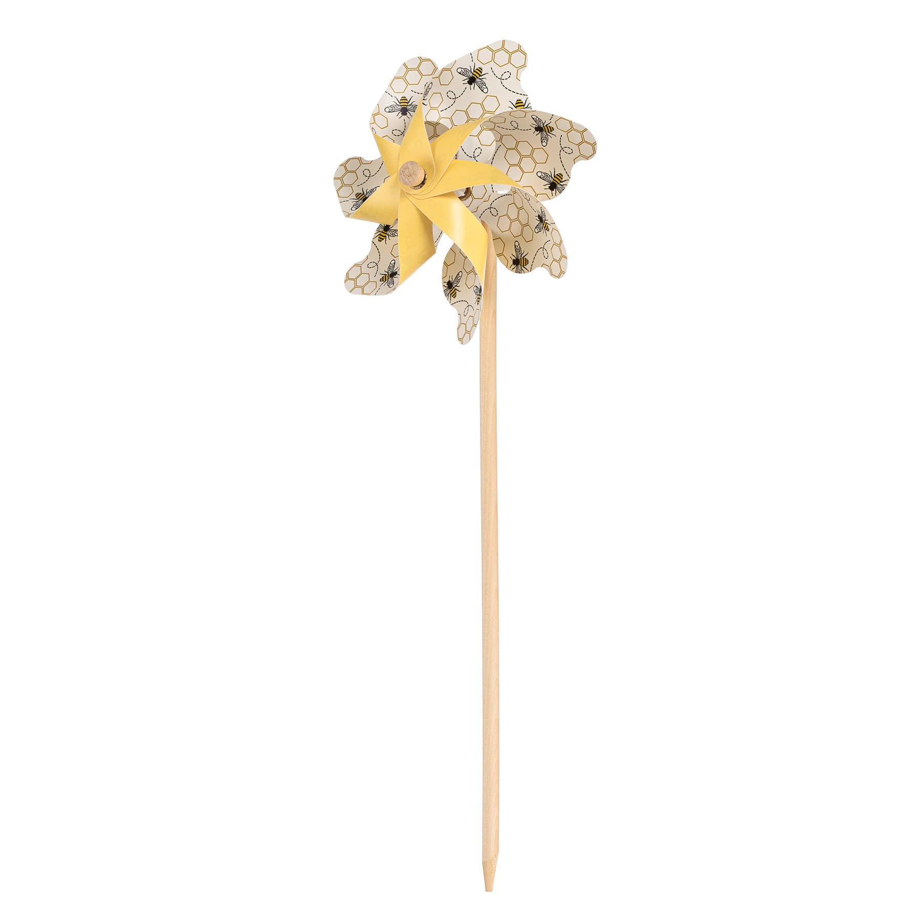 Honeybloom Yellow Honey Bee Whirligig, 19"