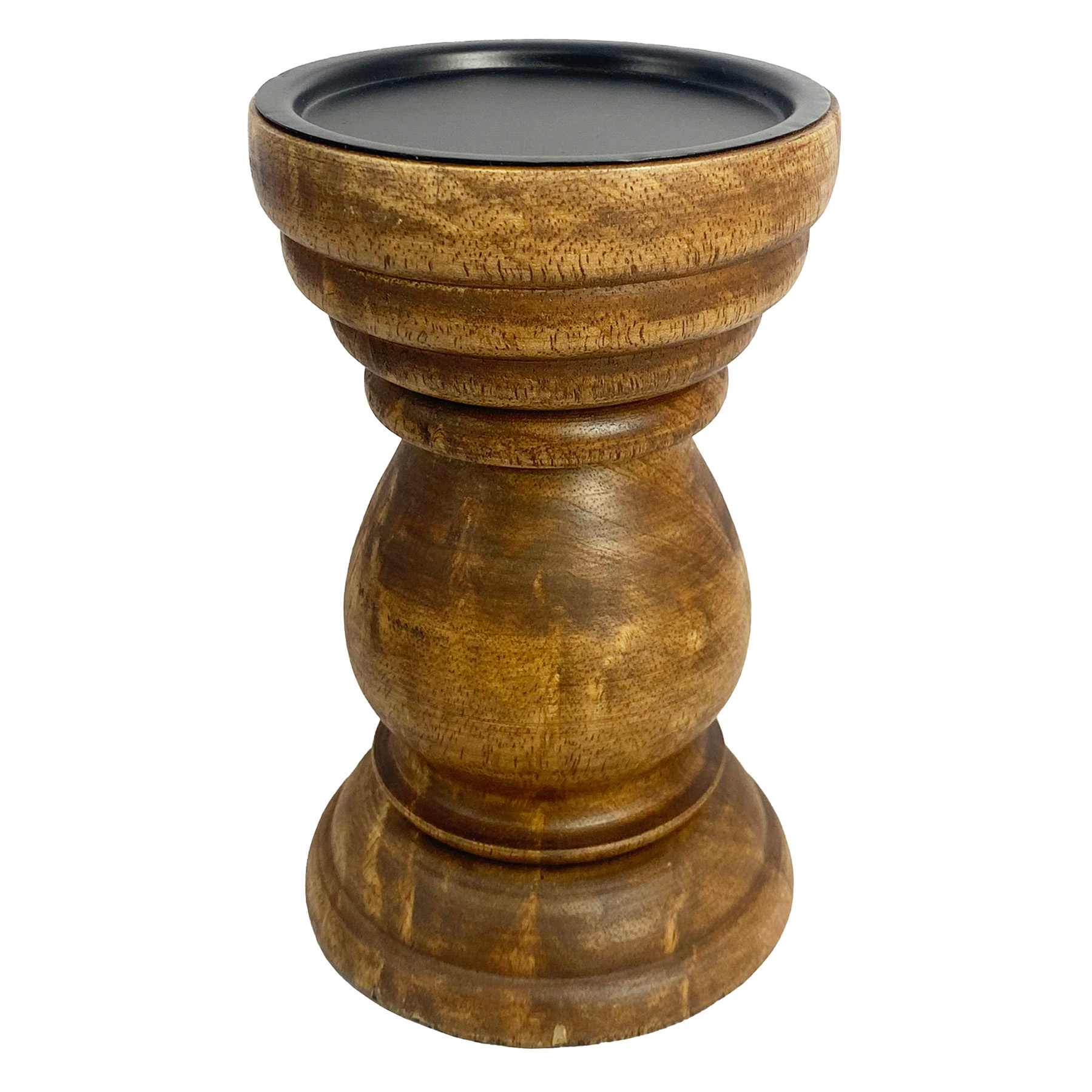 Honeybloom Wooden Pillar Candle Holder, 6"