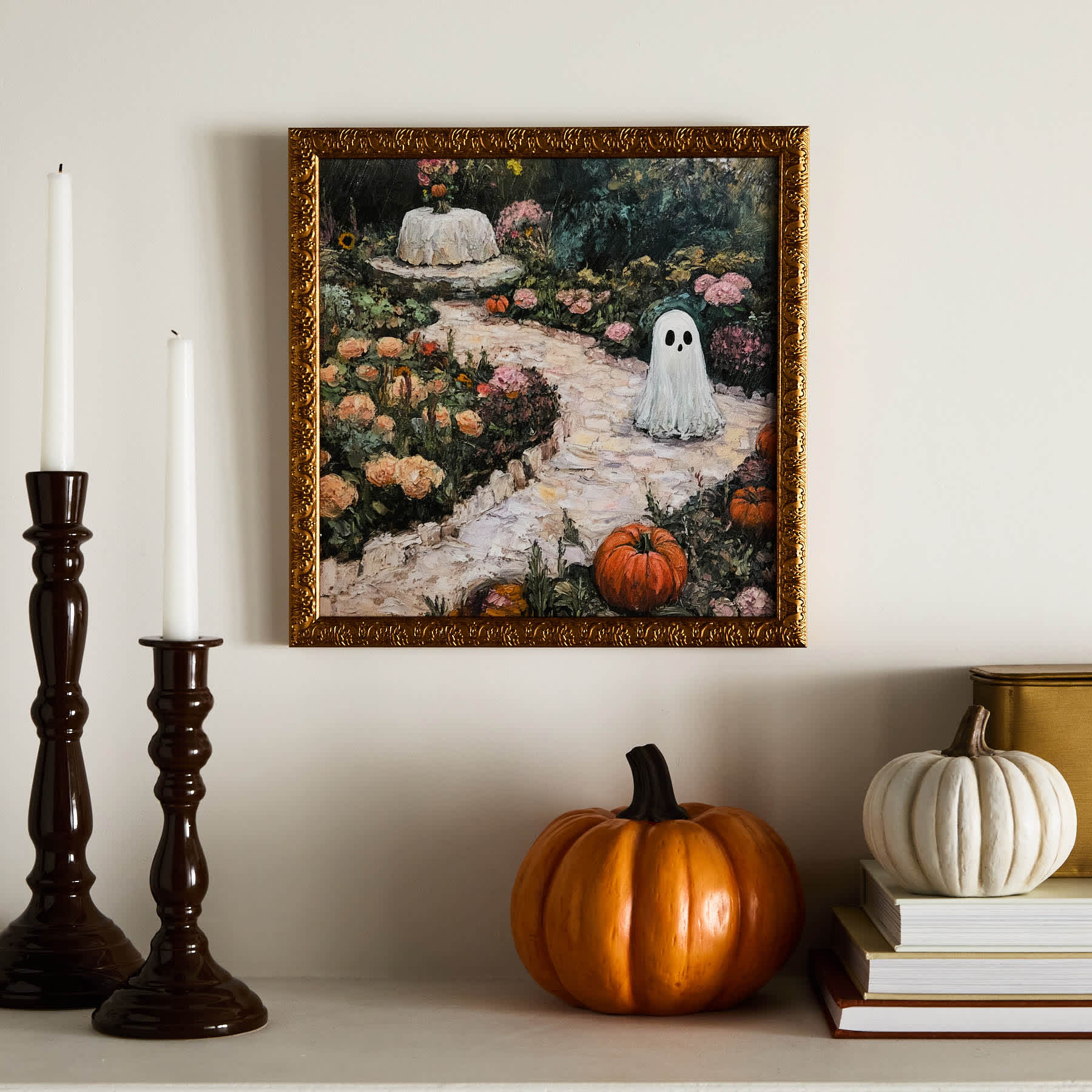 Framed Ghost in Garden Path Wall Art, 12"
