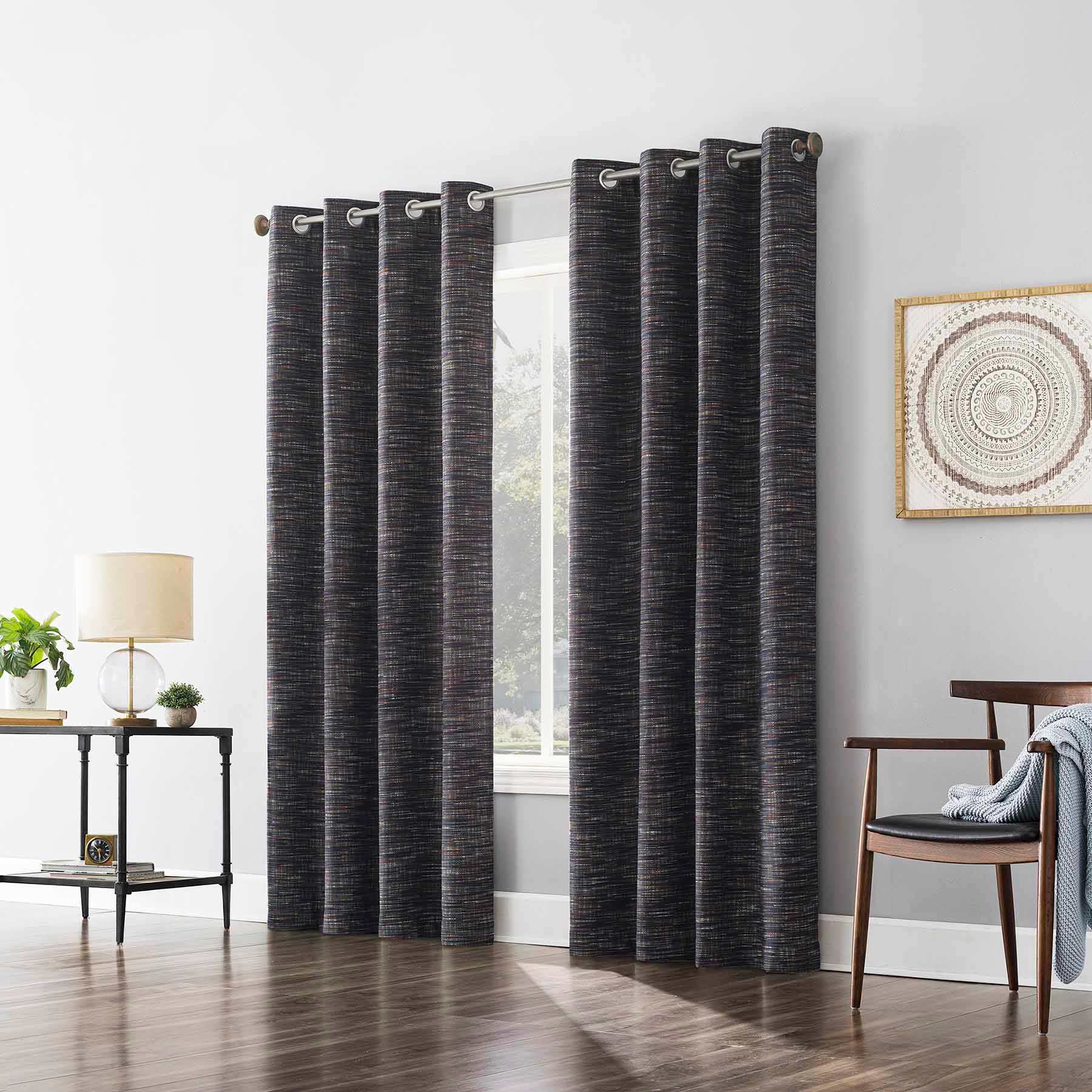 Sun Zero Coal Extreme Blackout Grommet Curtain Panel, 84"