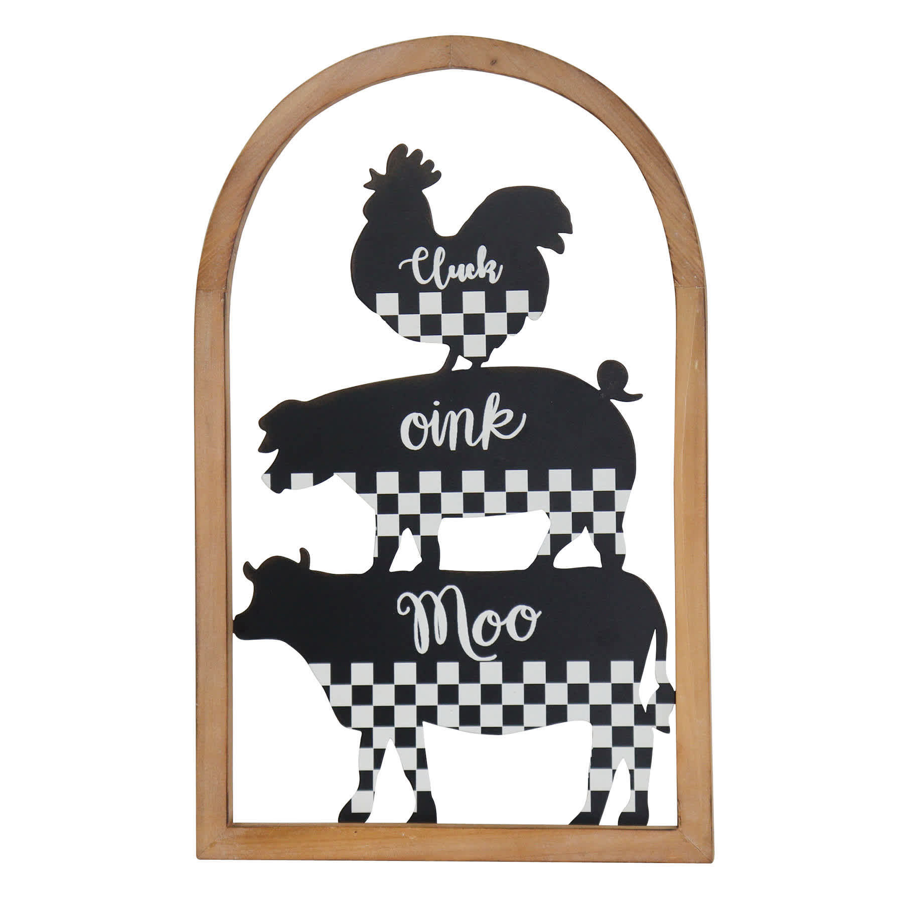 Cluck, Oink, Moo Metal Wall Sign, 12x20