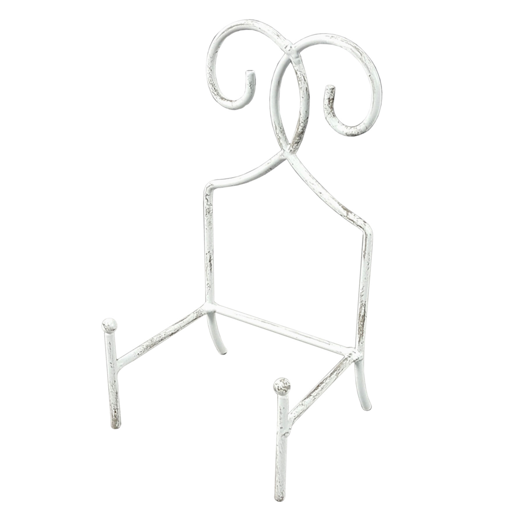 White Antique Square Metal Easel, 9"