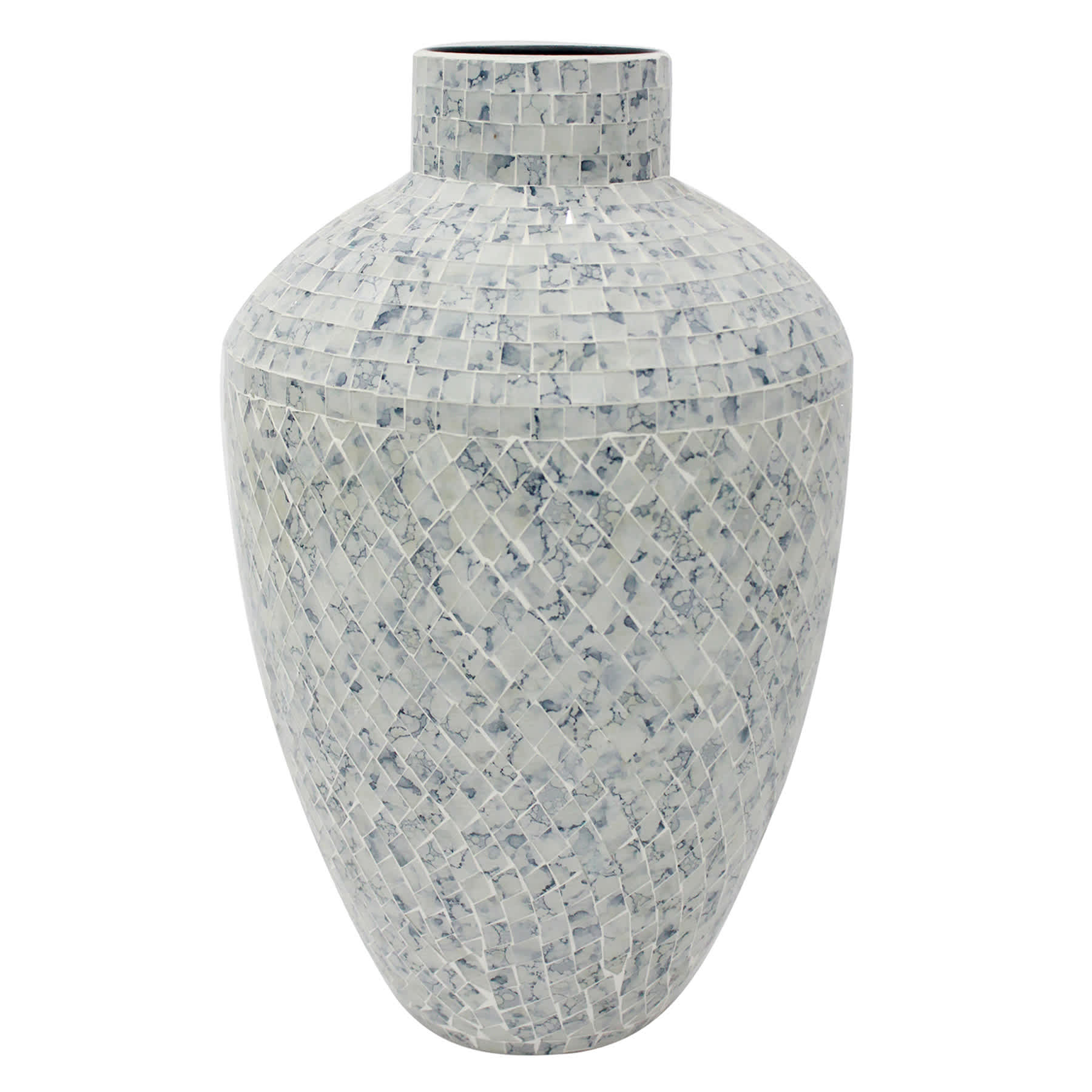 Blue & White Mosaic Vase, 16x10