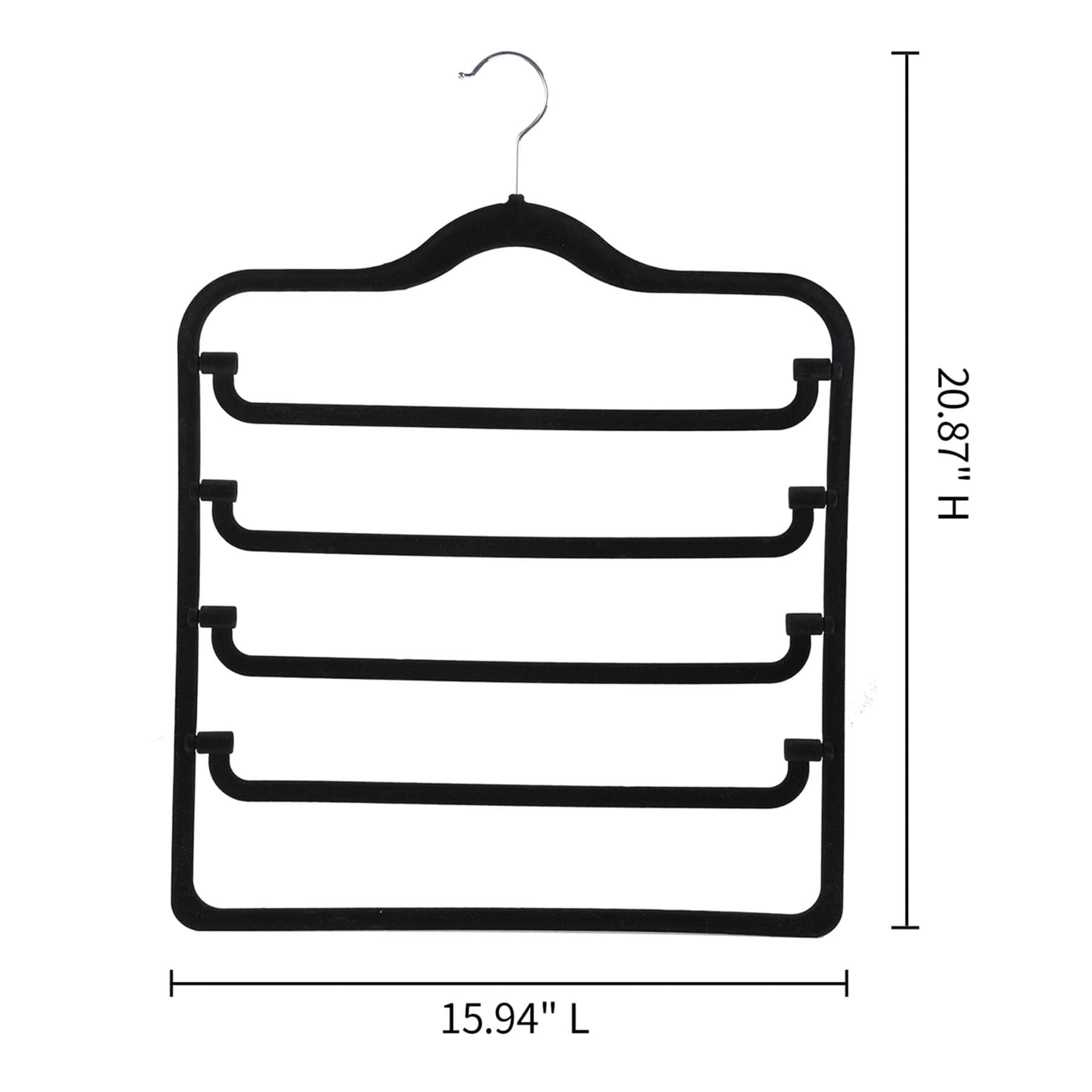 4-Tier Velvet Pant Hanger, Black