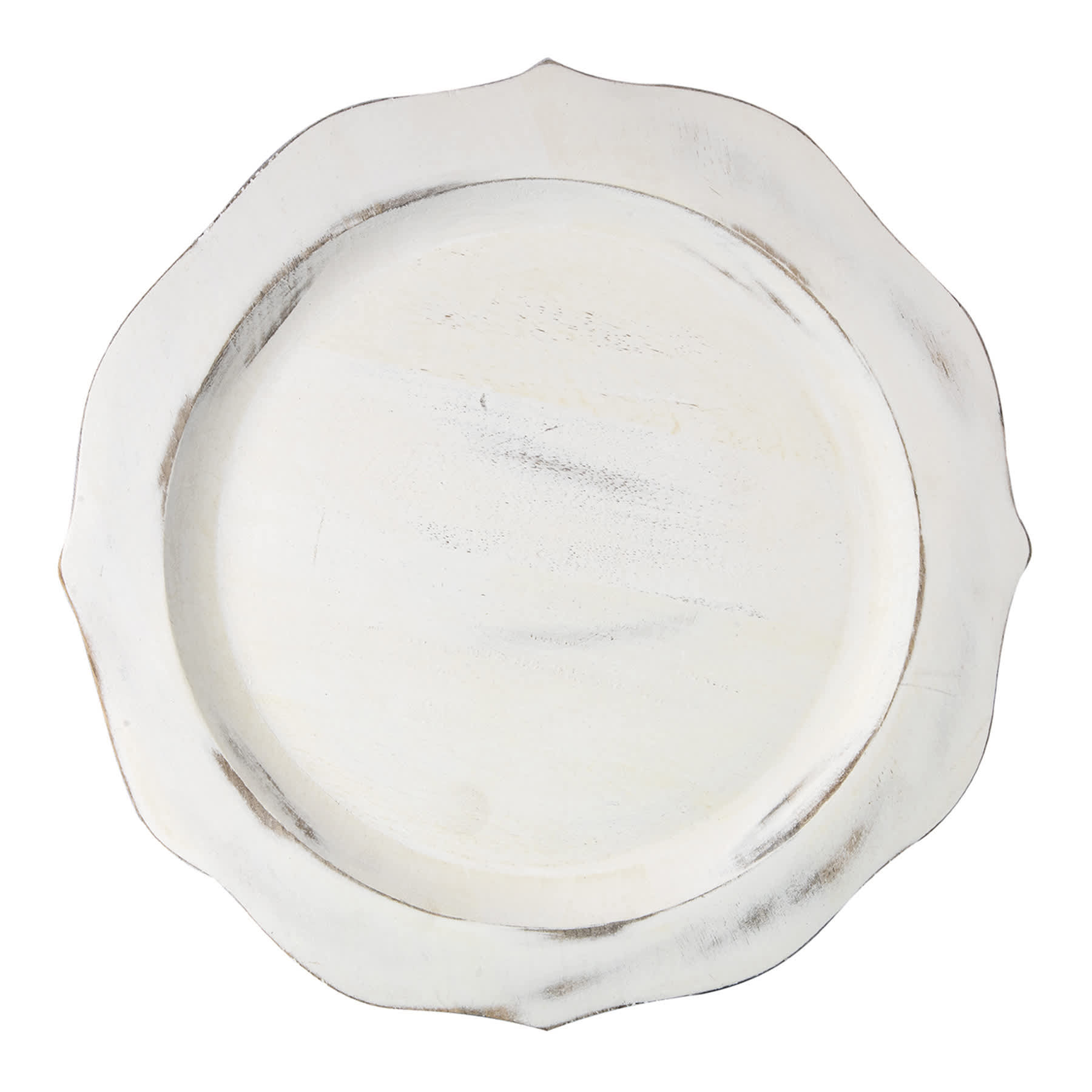 White Wooden Scalloped Charger Plate