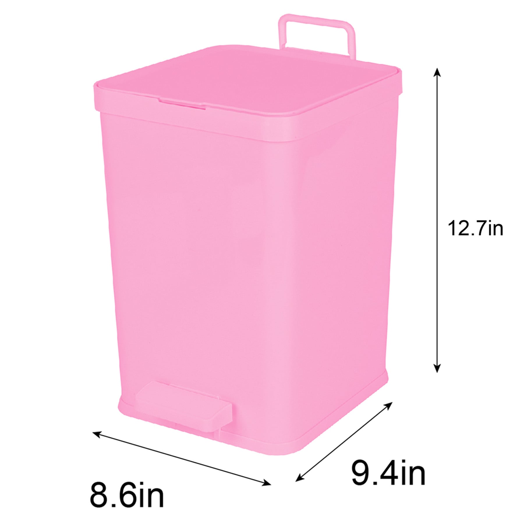 Dark Pink Plastic Step Trash Can, 8.5l