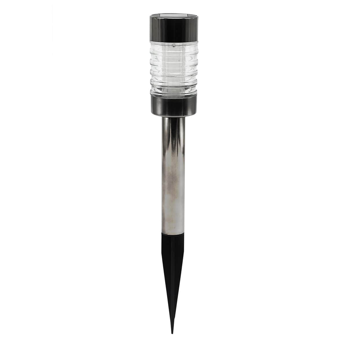 6-Lumen Gunmetal Round Steel Solar Pathway Light