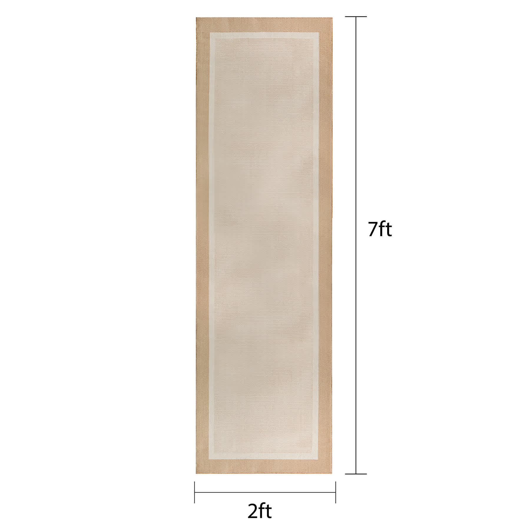(E514) Fifer Tan Border Outdoor Runner, 2x7