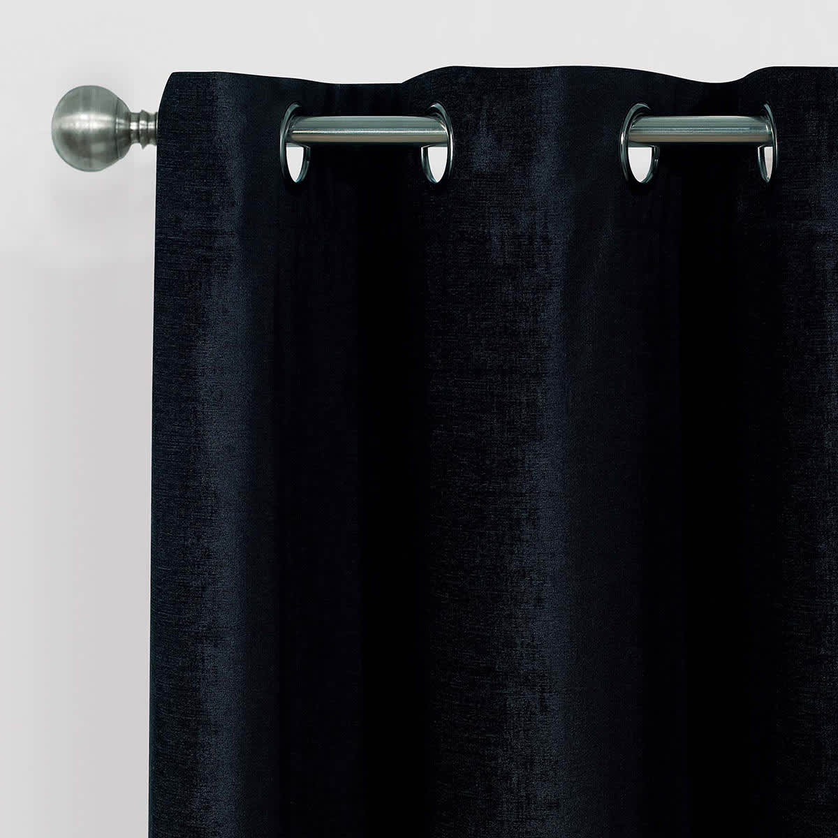 Black Chenille Blackout Grommet Curtain Panel, 84"