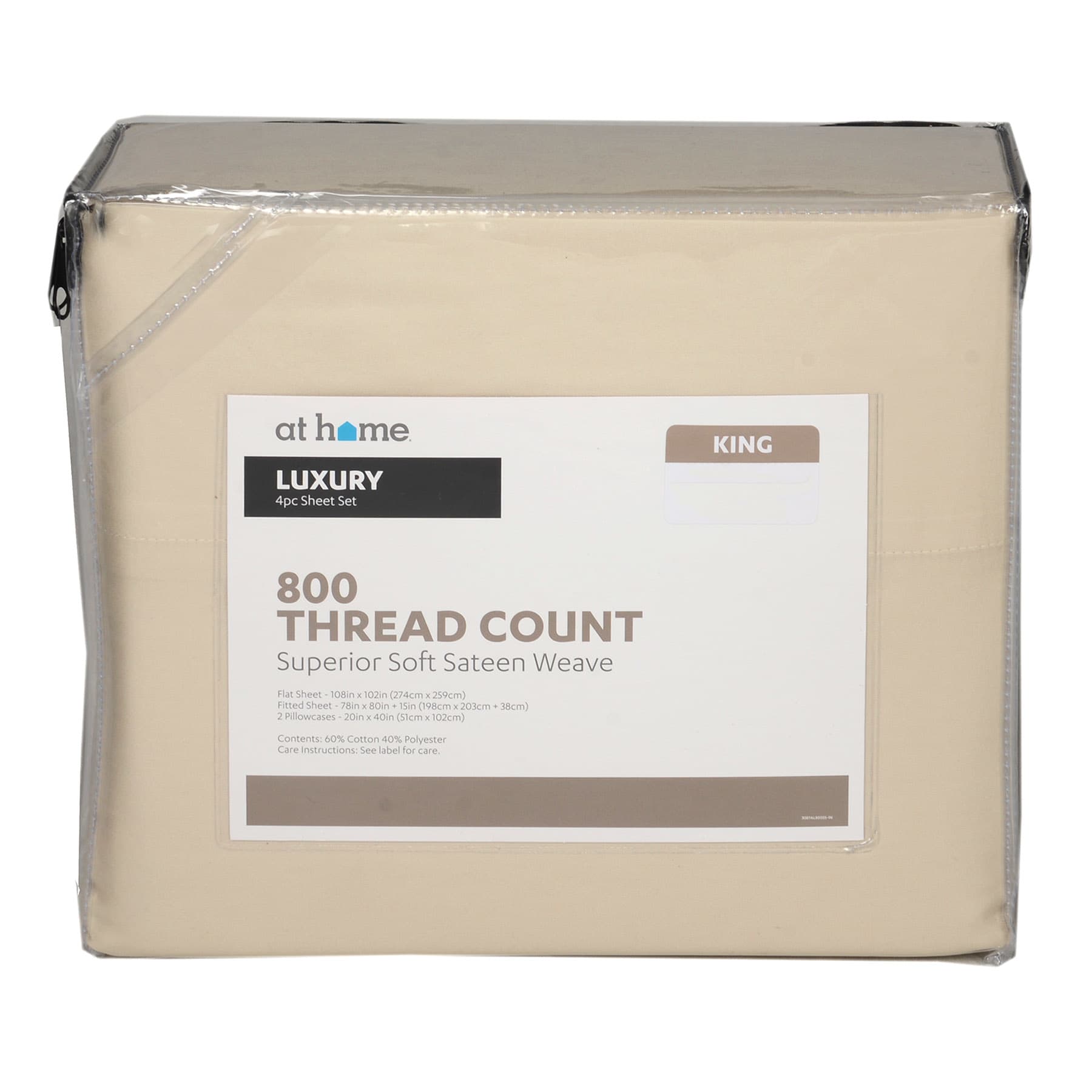 4-Piece Taupe 800 Thread Count Luxury Sheet Set, King