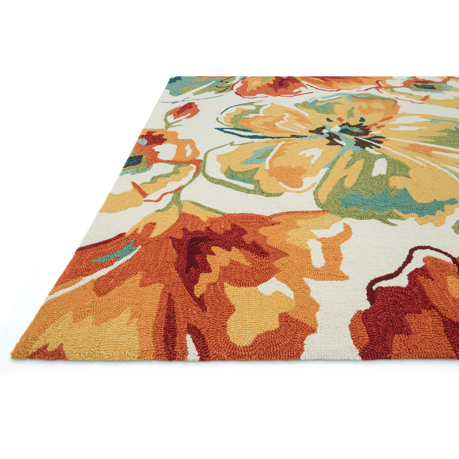 (A138) Summerton Ivory & Red Multicolor Hooked Area Rug, 8x10