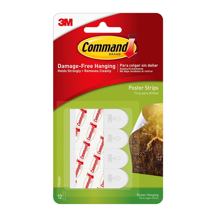Command? Small Poster Strips, 12-Strips/Pack, White