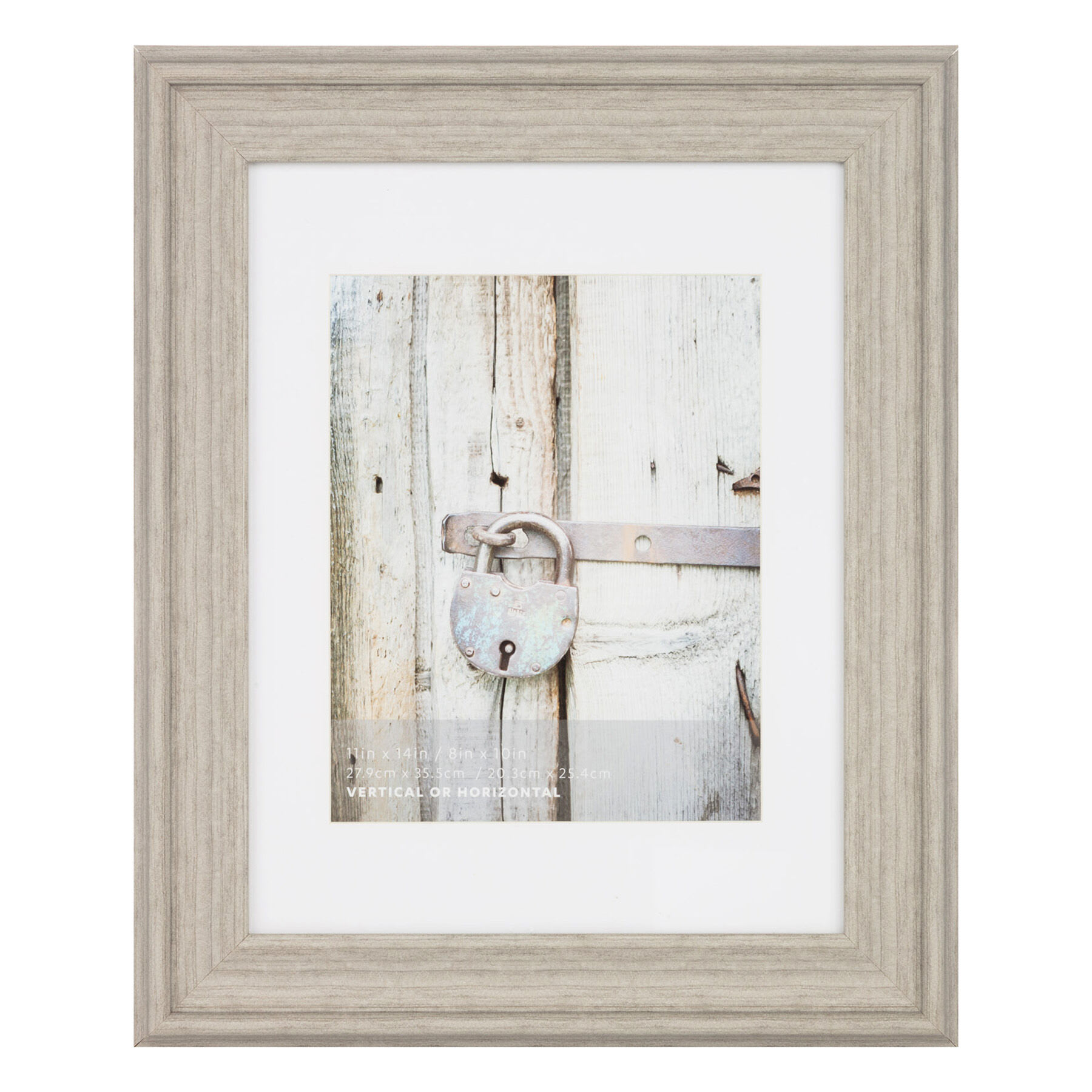 11x14 Matted to 8x10 Scoop Profile White Mat Wall Frame, Light Grey