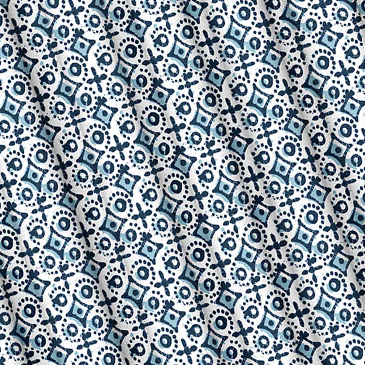 13-Piece Blue Damask Shower Curtain Set, 70x72