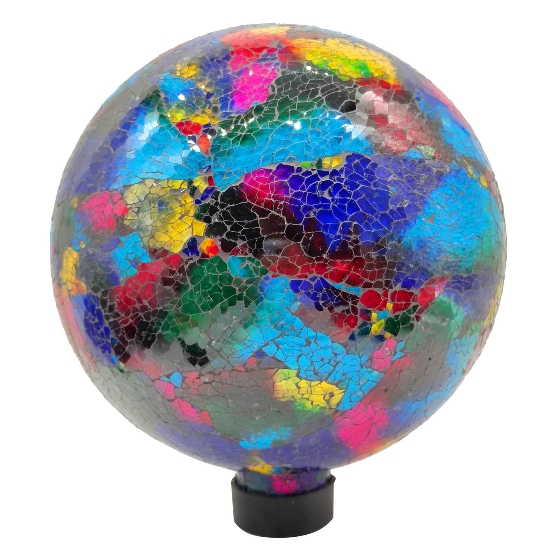 Blue & Red Mosaic Glass Garden Gazing Ball, 10"