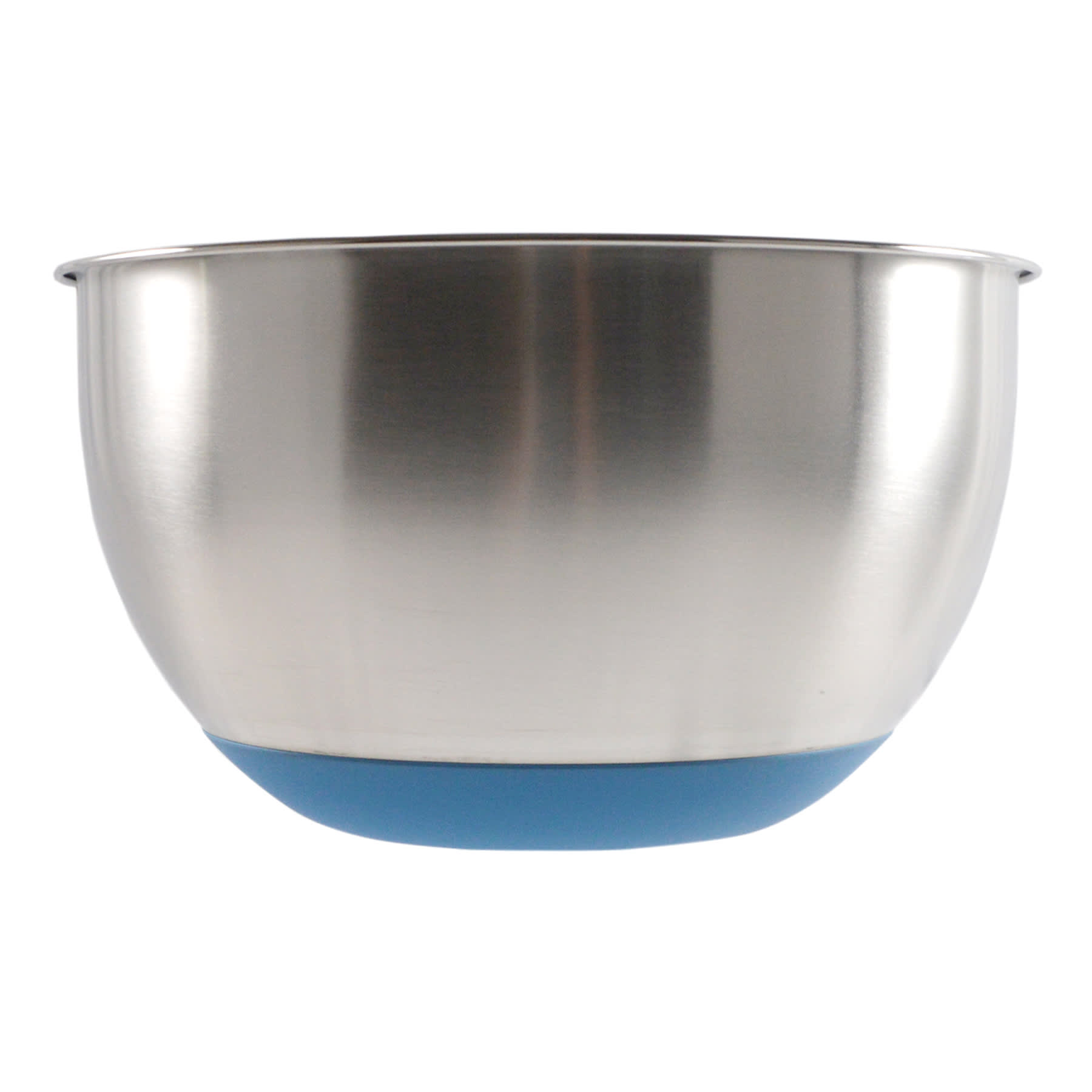 Stainless Steel Mixing Bowl with Blue Non-Skid Base, 5qt