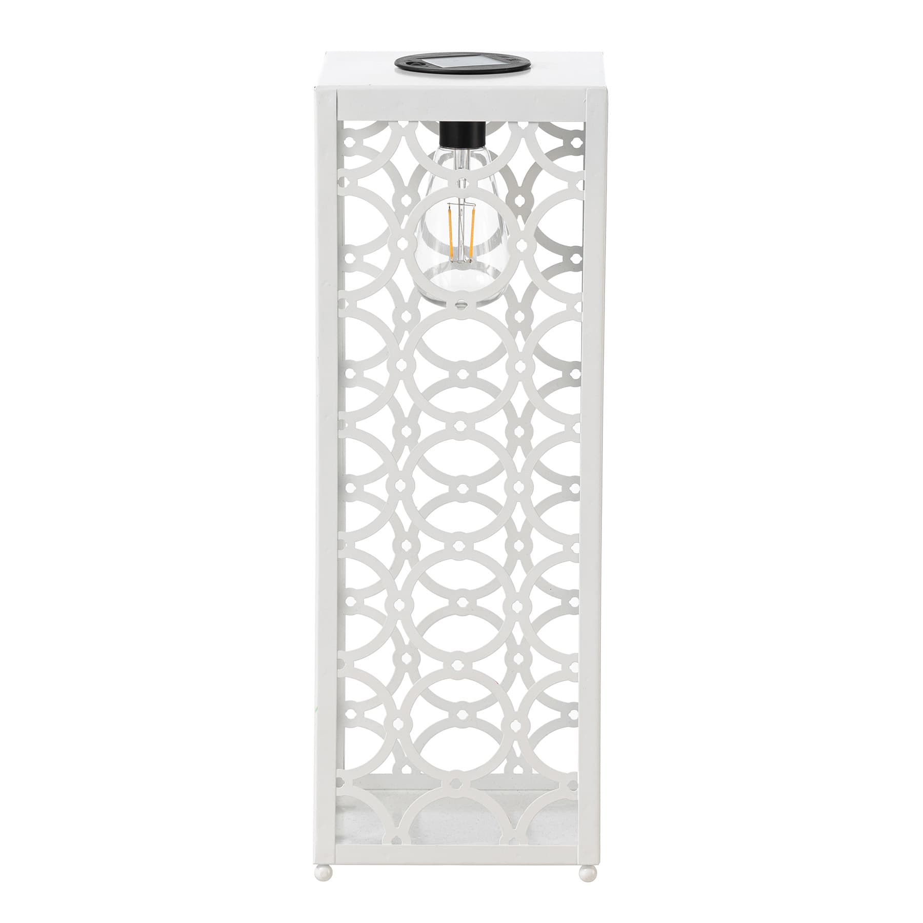 Providence Metal White Outdoor Solar Lantern, 20"