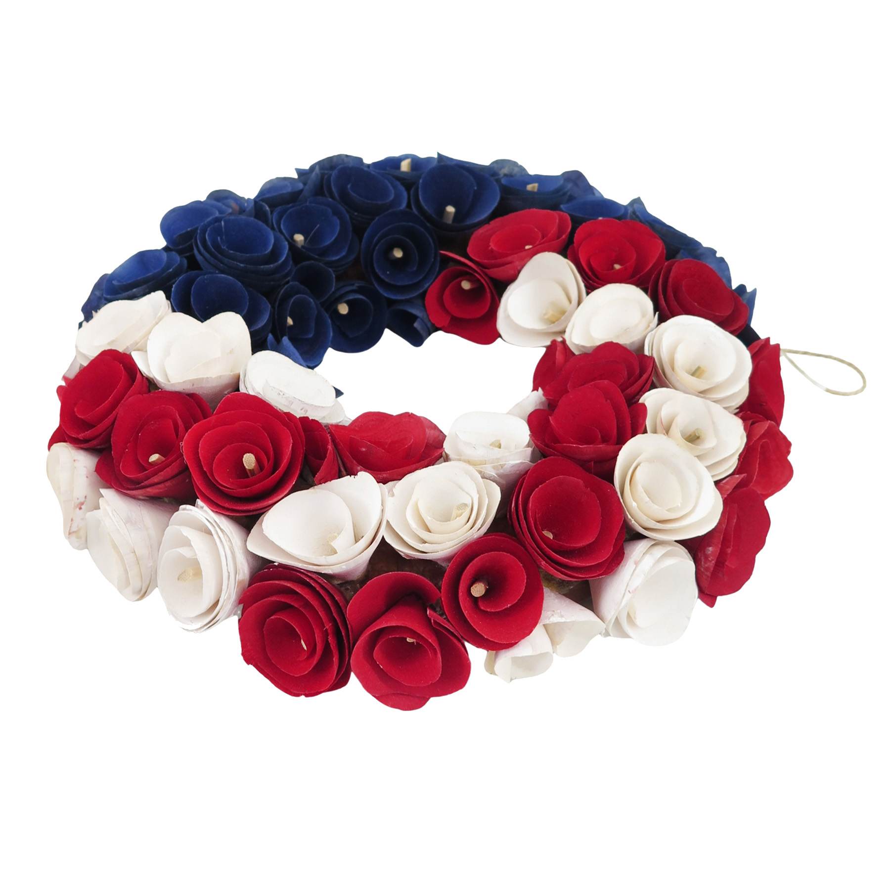 Red, White & Blue Wood Curl Wreath, 9.5"