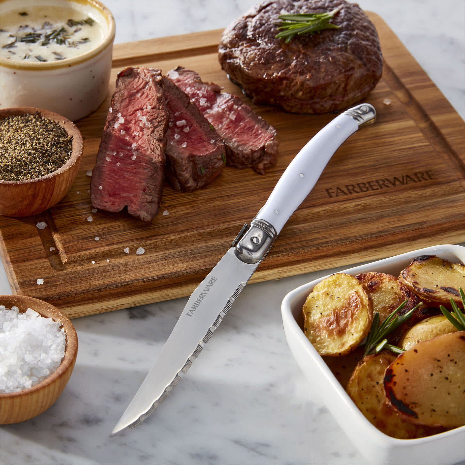 Farberware 4-Piece White Laguiole Steak Knife Set